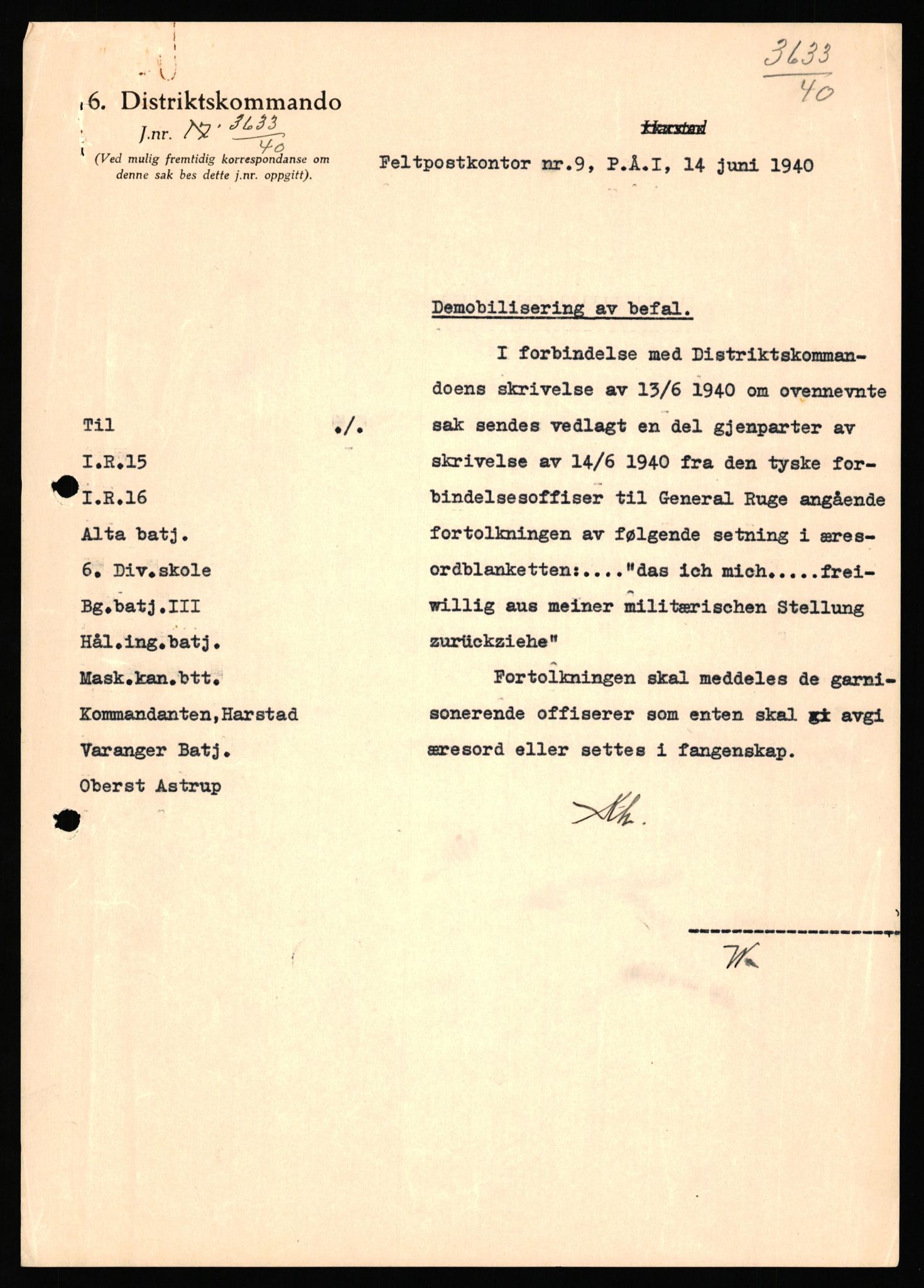 Forsvaret, Forsvarets krigshistoriske avdeling, AV/RA-RAFA-2017/Y/Yf/L0198: II-C-11-2100  -  Kapitulasjonen i 1940, 1940, p. 384