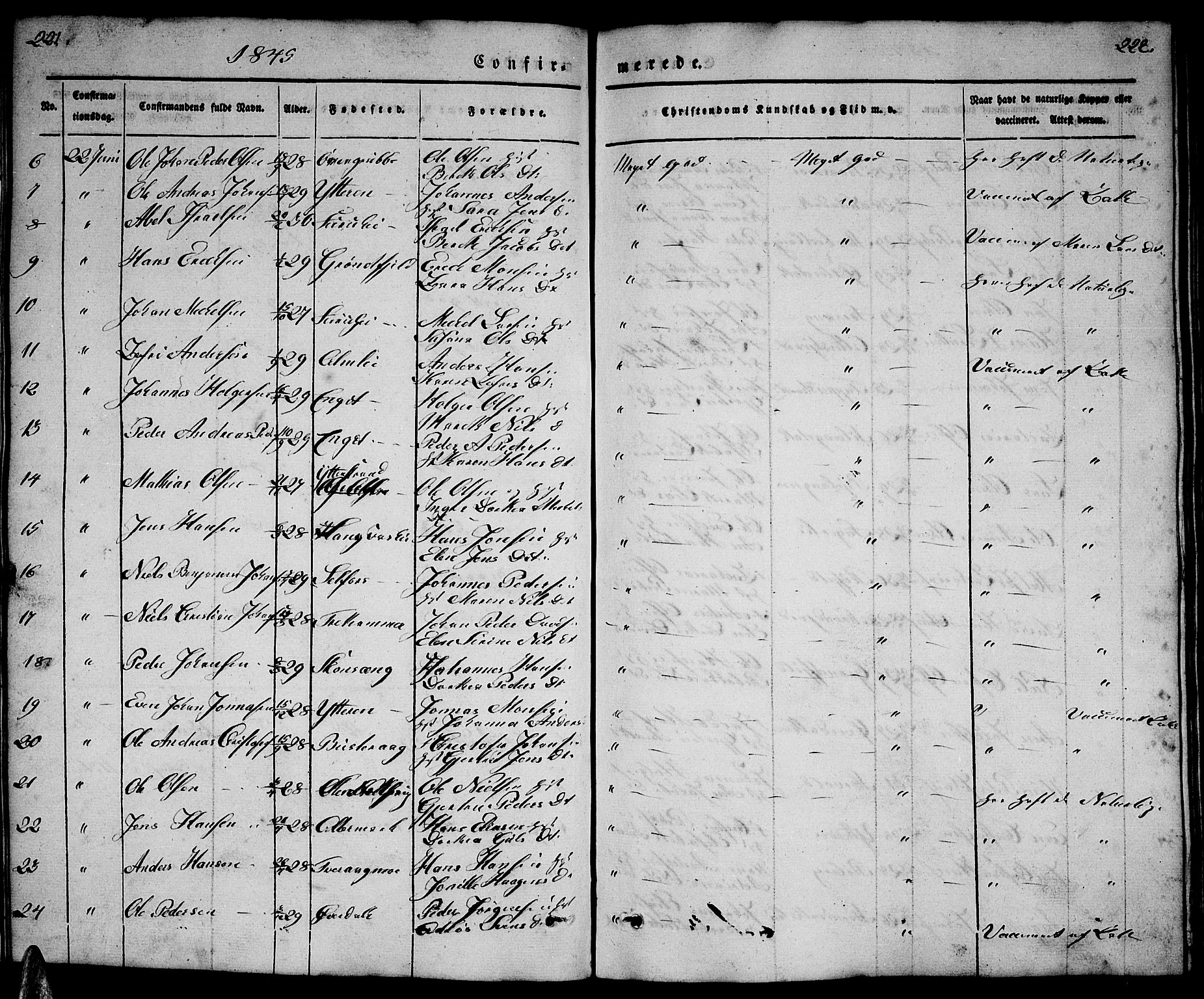 Ministerialprotokoller, klokkerbøker og fødselsregistre - Nordland, AV/SAT-A-1459/827/L0413: Parish register (copy) no. 827C02, 1842-1852, p. 221-222