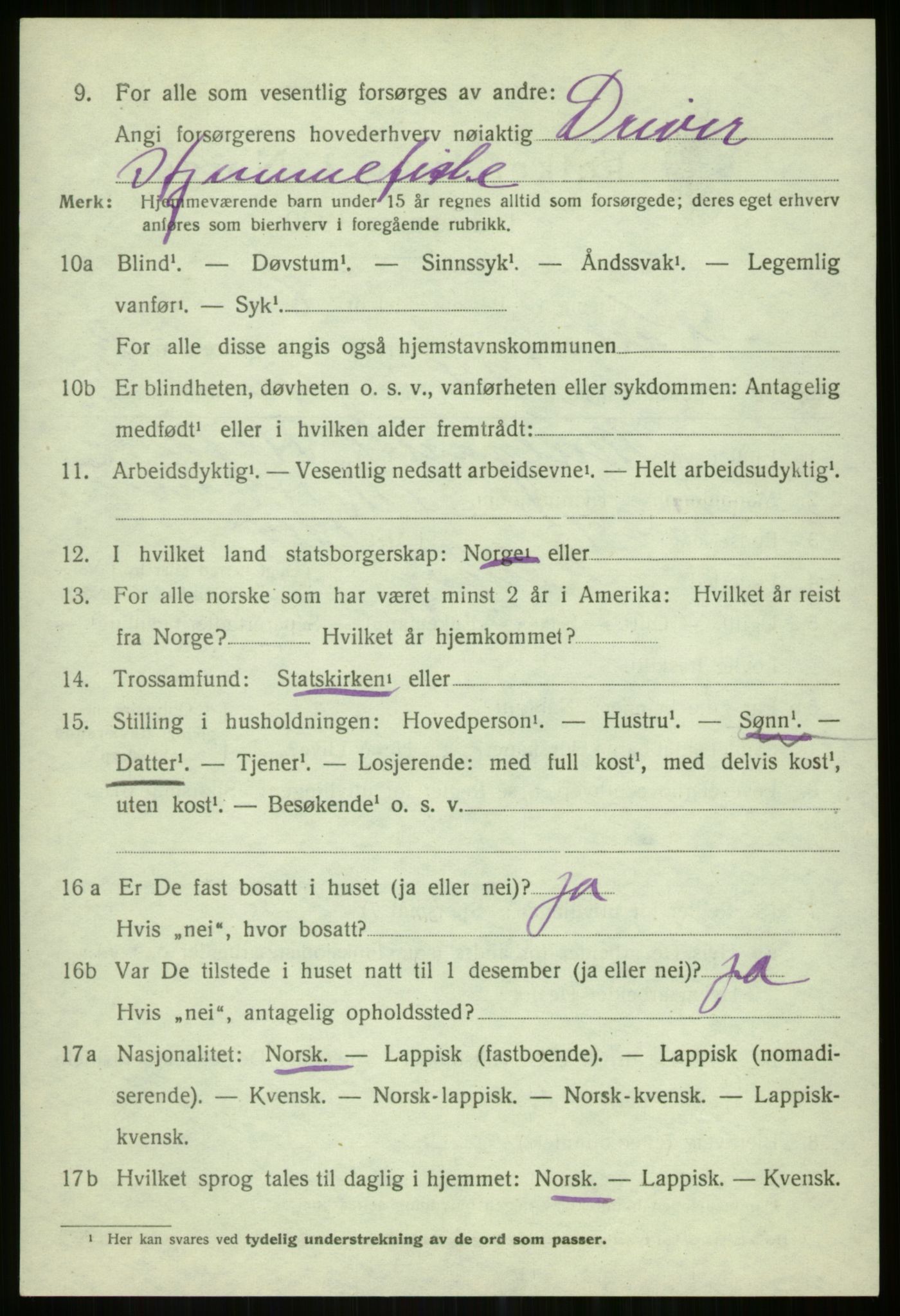 SATØ, 1920 census for Karlsøy, 1920, p. 5017