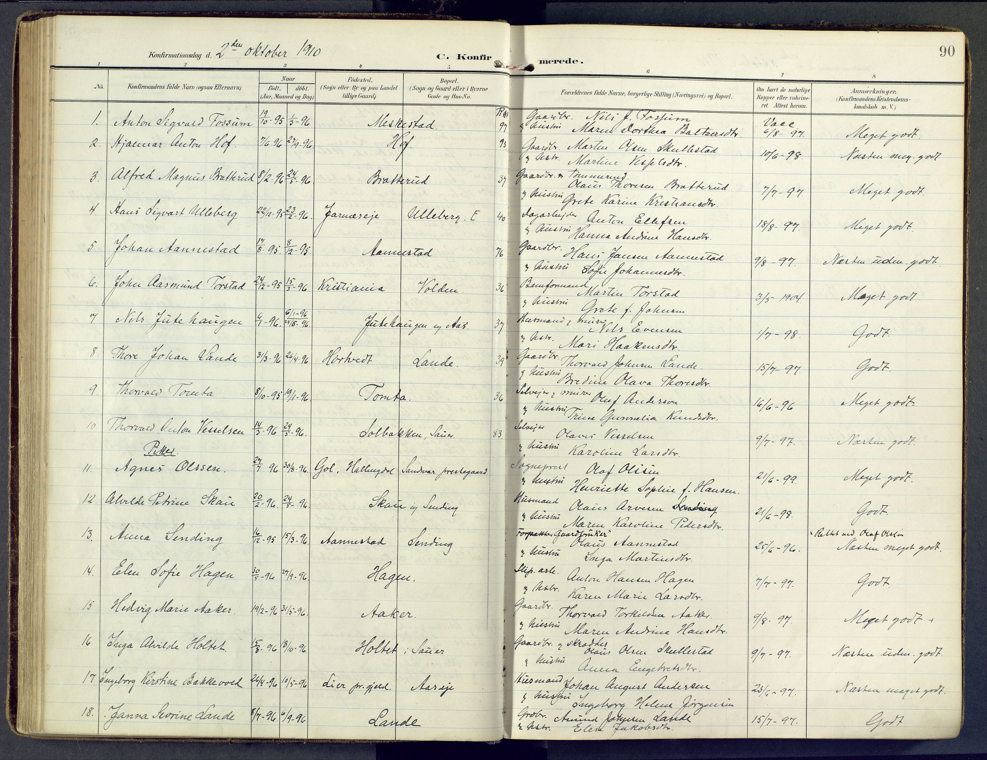 Sandsvær kirkebøker, AV/SAKO-A-244/F/Fb/L0002: Parish register (official) no. II 2, 1906-1956, p. 90