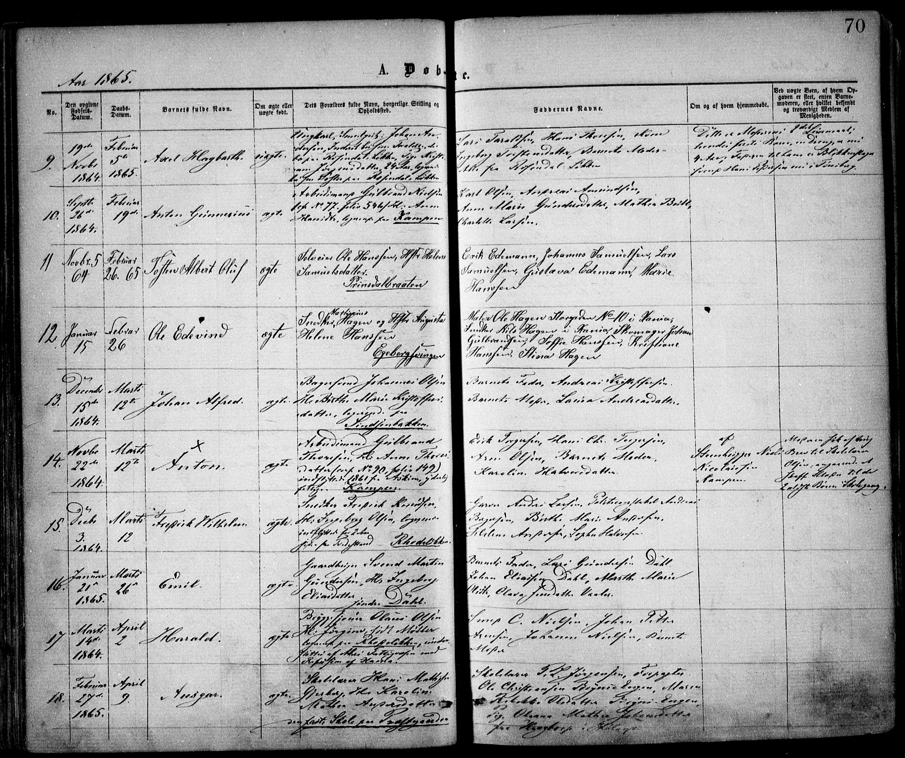 Østre Aker prestekontor Kirkebøker, AV/SAO-A-10840/F/Fa/L0001: Parish register (official) no. I 1, 1861-1869, p. 70
