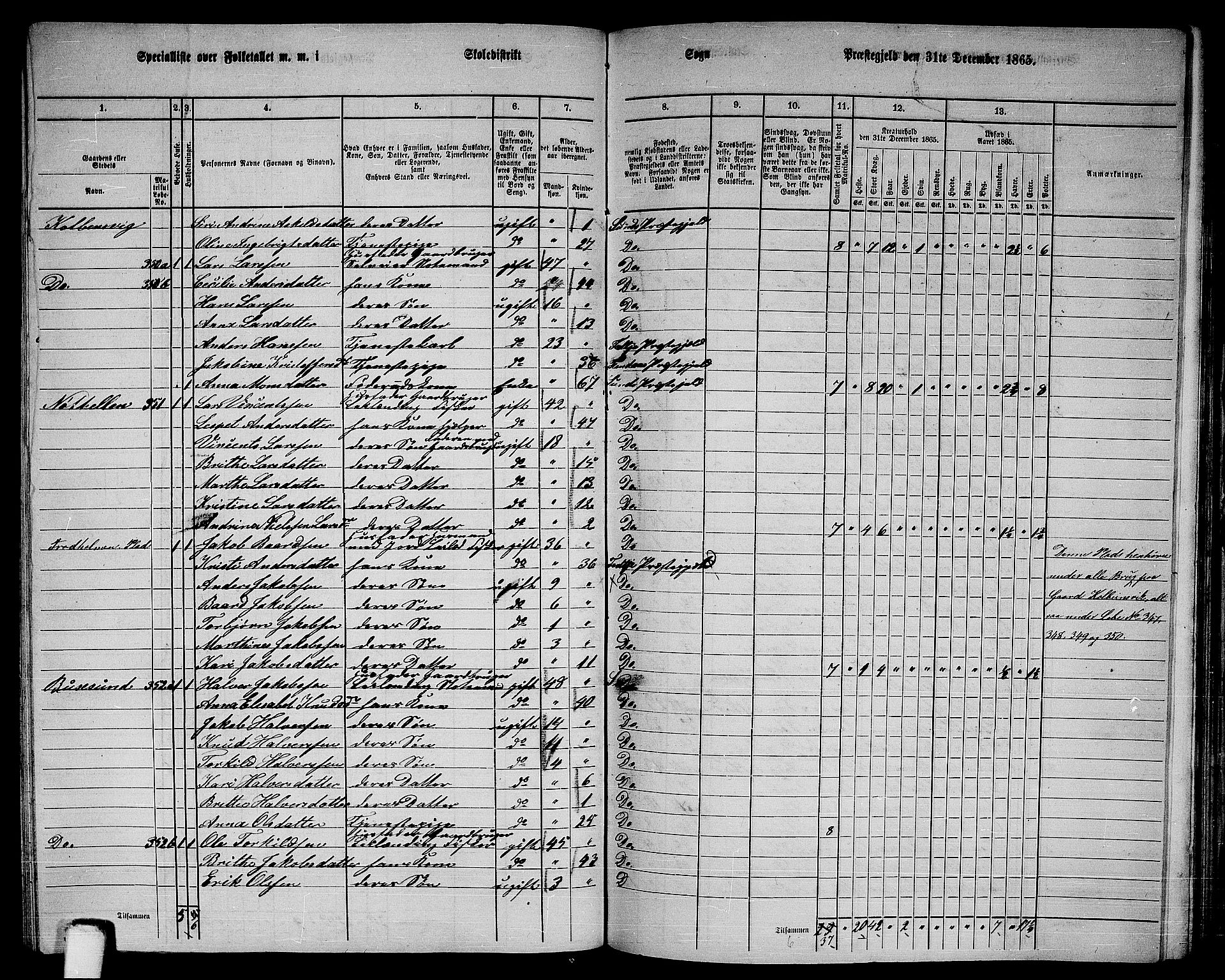 RA, 1865 census for Sund, 1865, p. 133