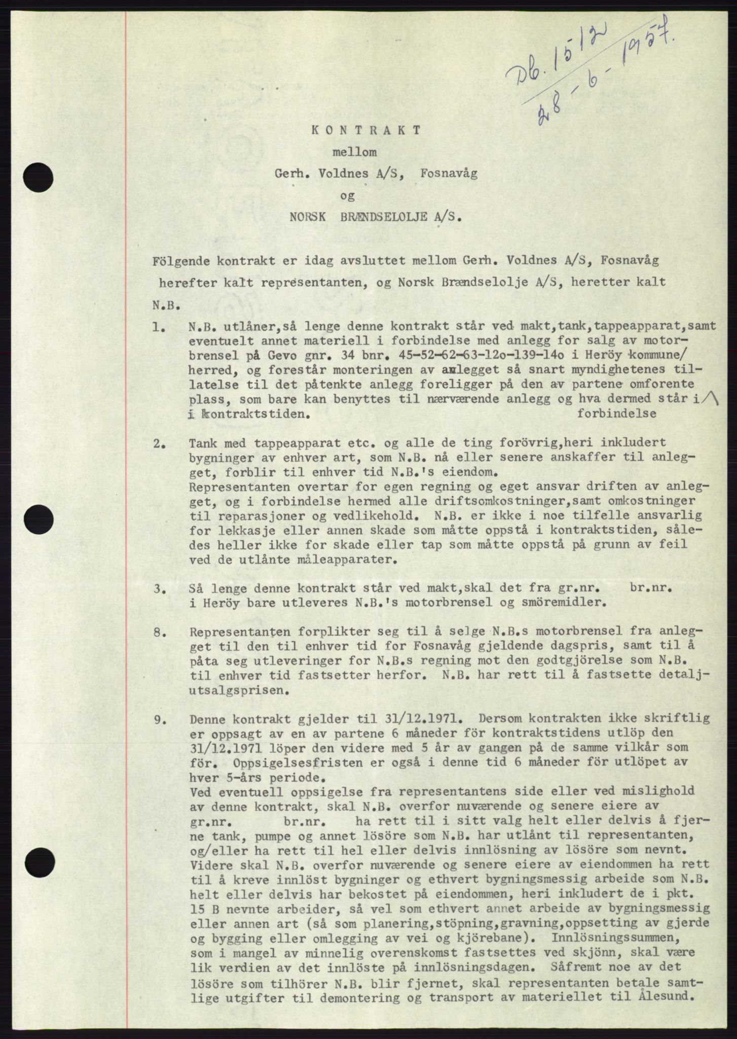 Søre Sunnmøre sorenskriveri, AV/SAT-A-4122/1/2/2C/L0130: Mortgage book no. 18B, 1957-1958, Diary no: : 1512/1957