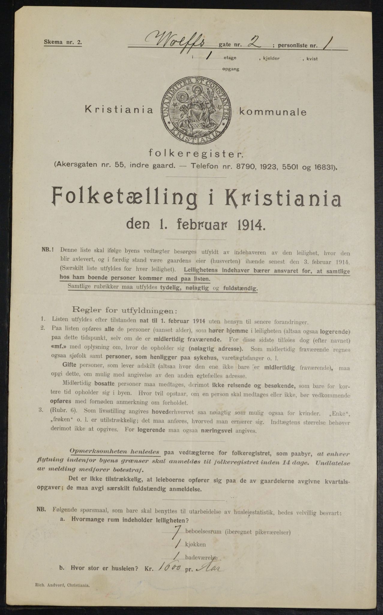 OBA, Municipal Census 1914 for Kristiania, 1914, p. 129506