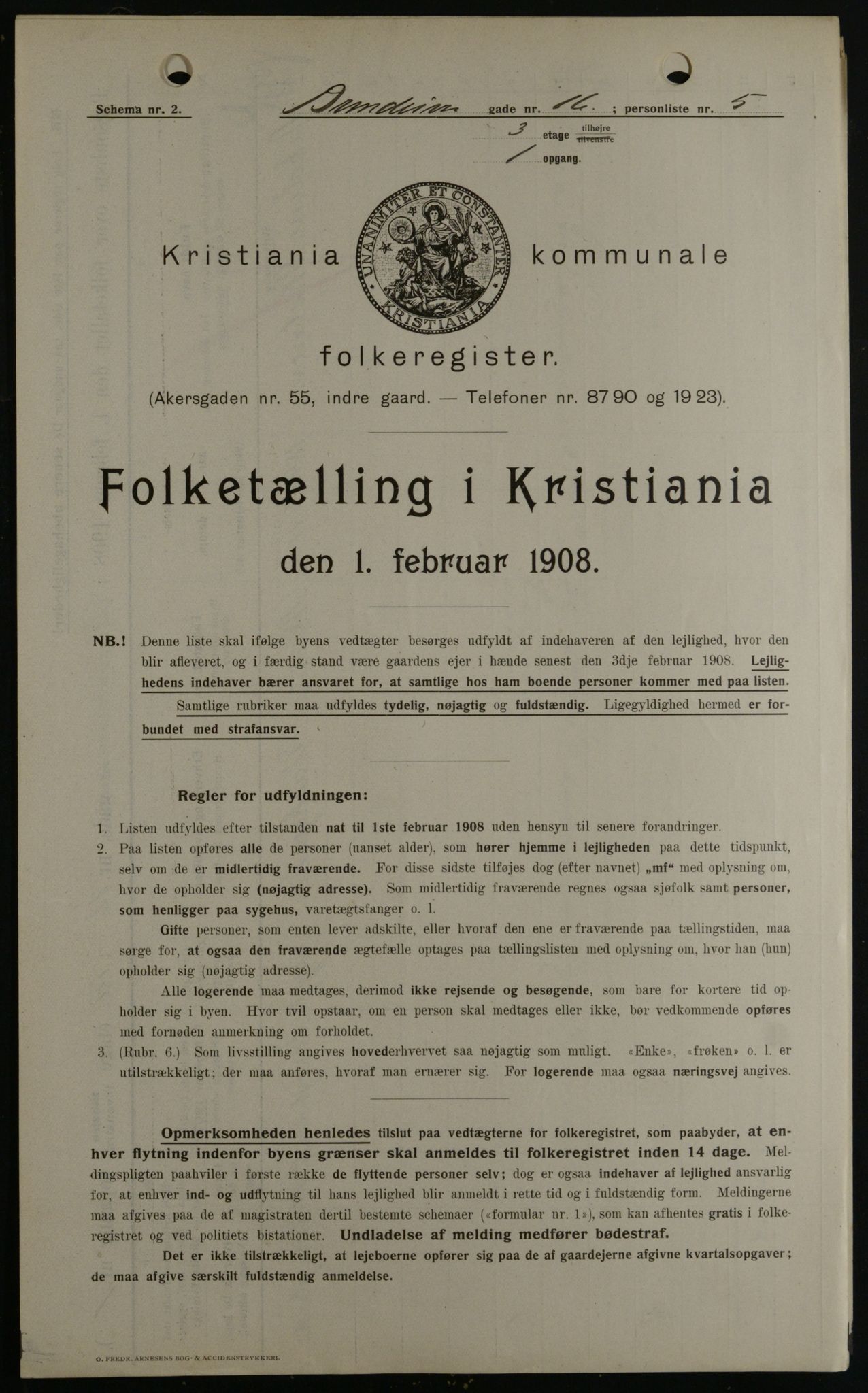 OBA, Municipal Census 1908 for Kristiania, 1908, p. 8346