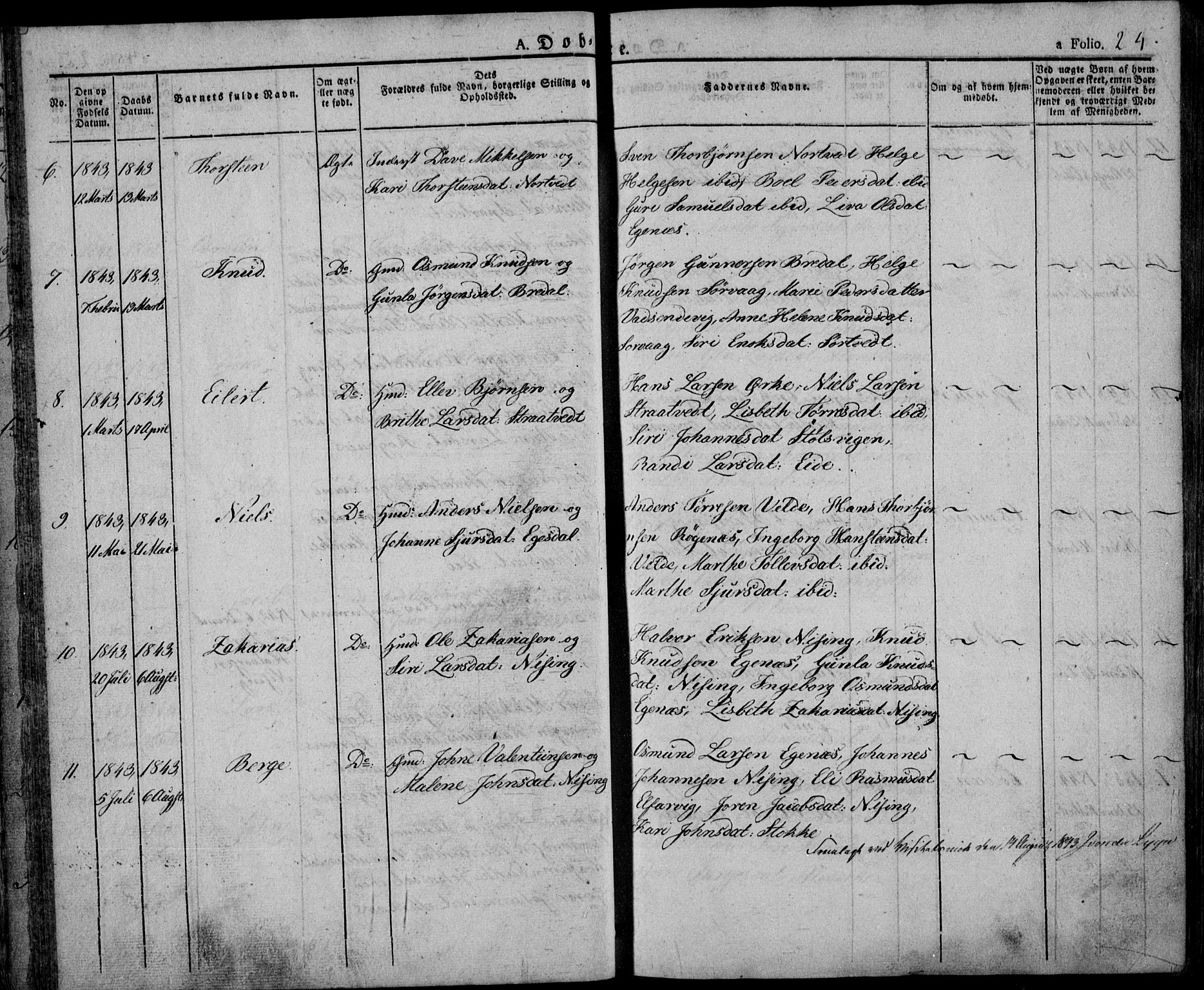 Skjold sokneprestkontor, AV/SAST-A-101847/H/Ha/Haa/L0005: Parish register (official) no. A 5, 1830-1856, p. 24