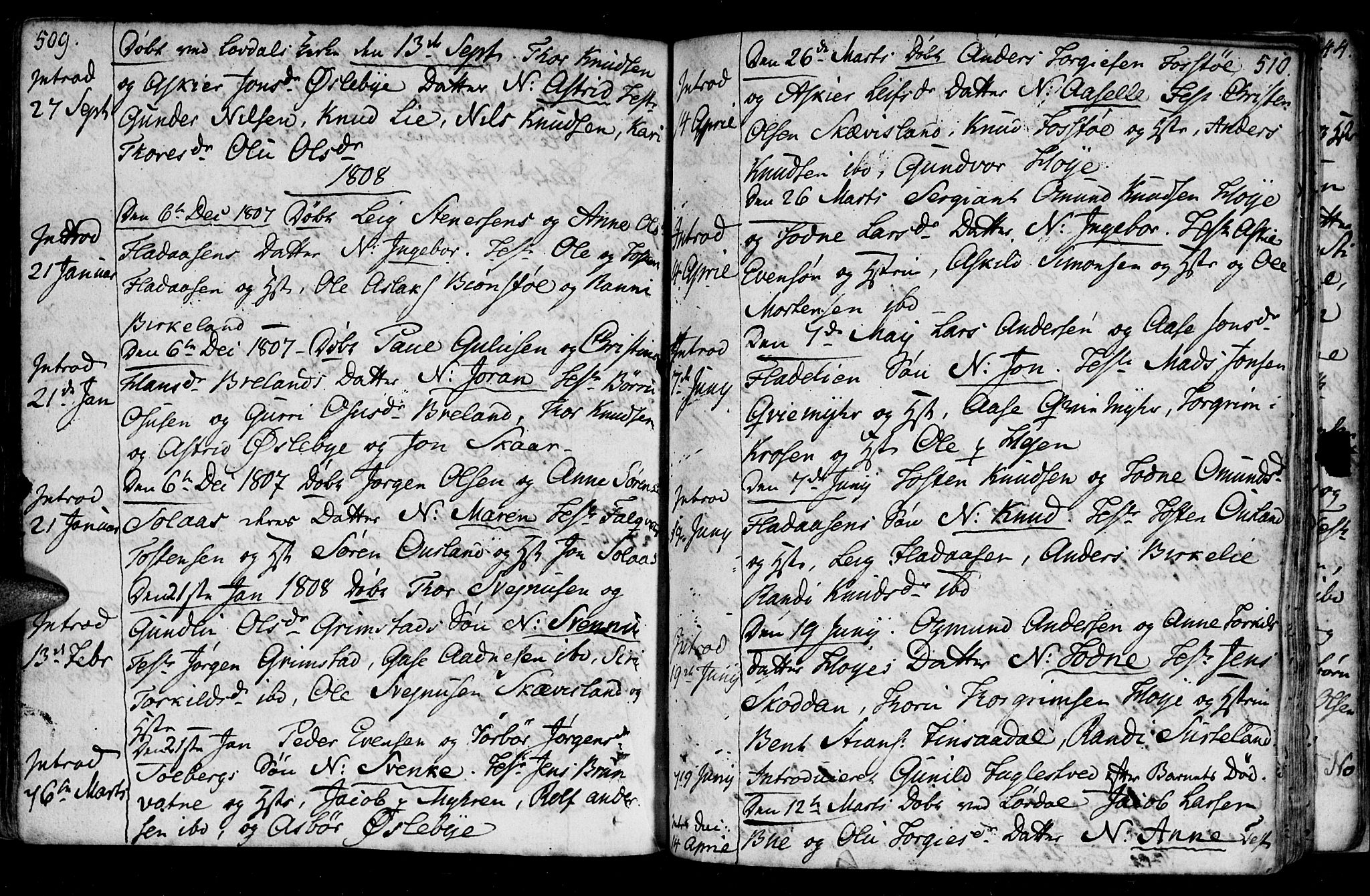 Holum sokneprestkontor, SAK/1111-0022/F/Fa/Fac/L0001: Parish register (official) no. A 1, 1773-1820, p. 509-510