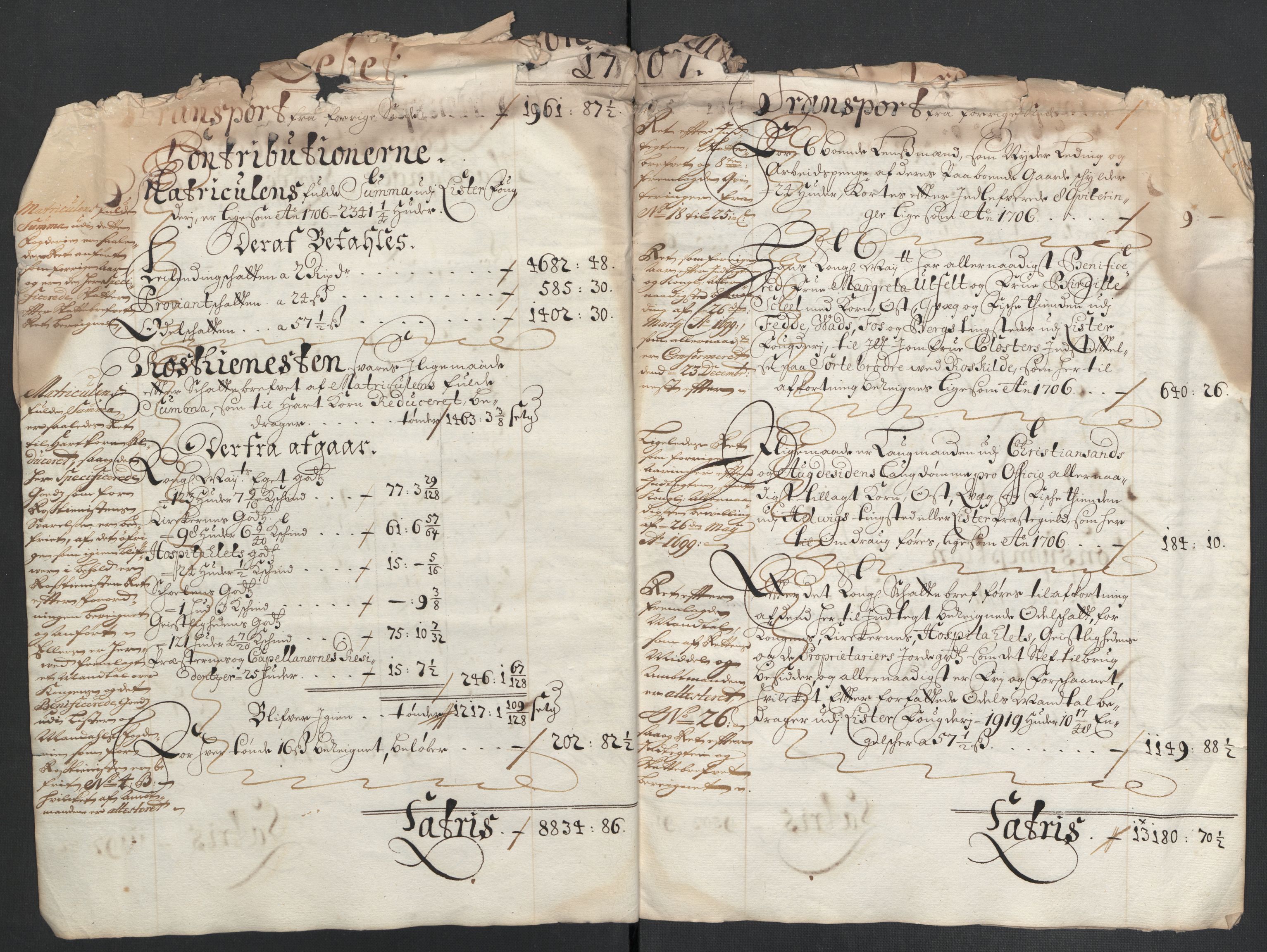 Rentekammeret inntil 1814, Reviderte regnskaper, Fogderegnskap, AV/RA-EA-4092/R43/L2551: Fogderegnskap Lista og Mandal, 1705-1709, p. 414