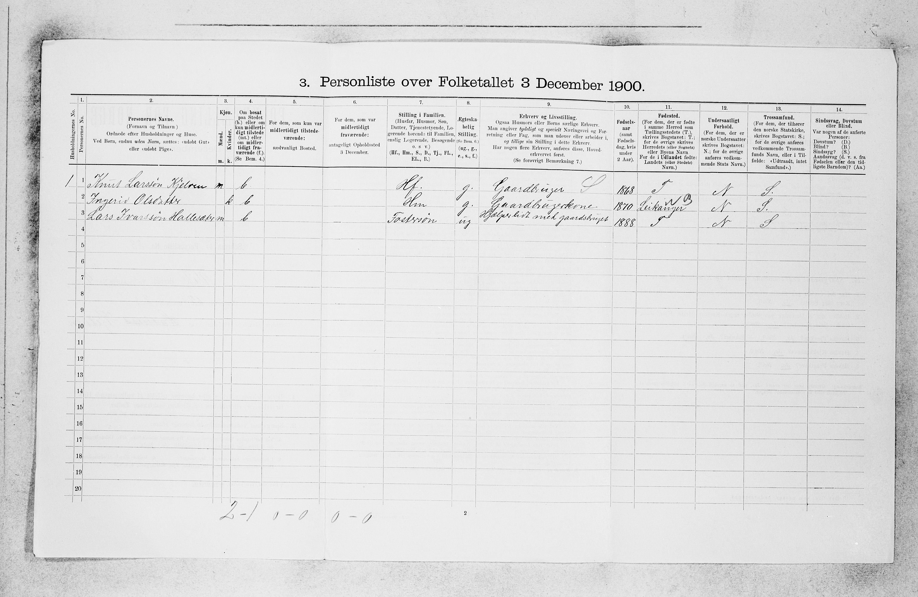 SAB, 1900 census for Vik, 1900, p. 989