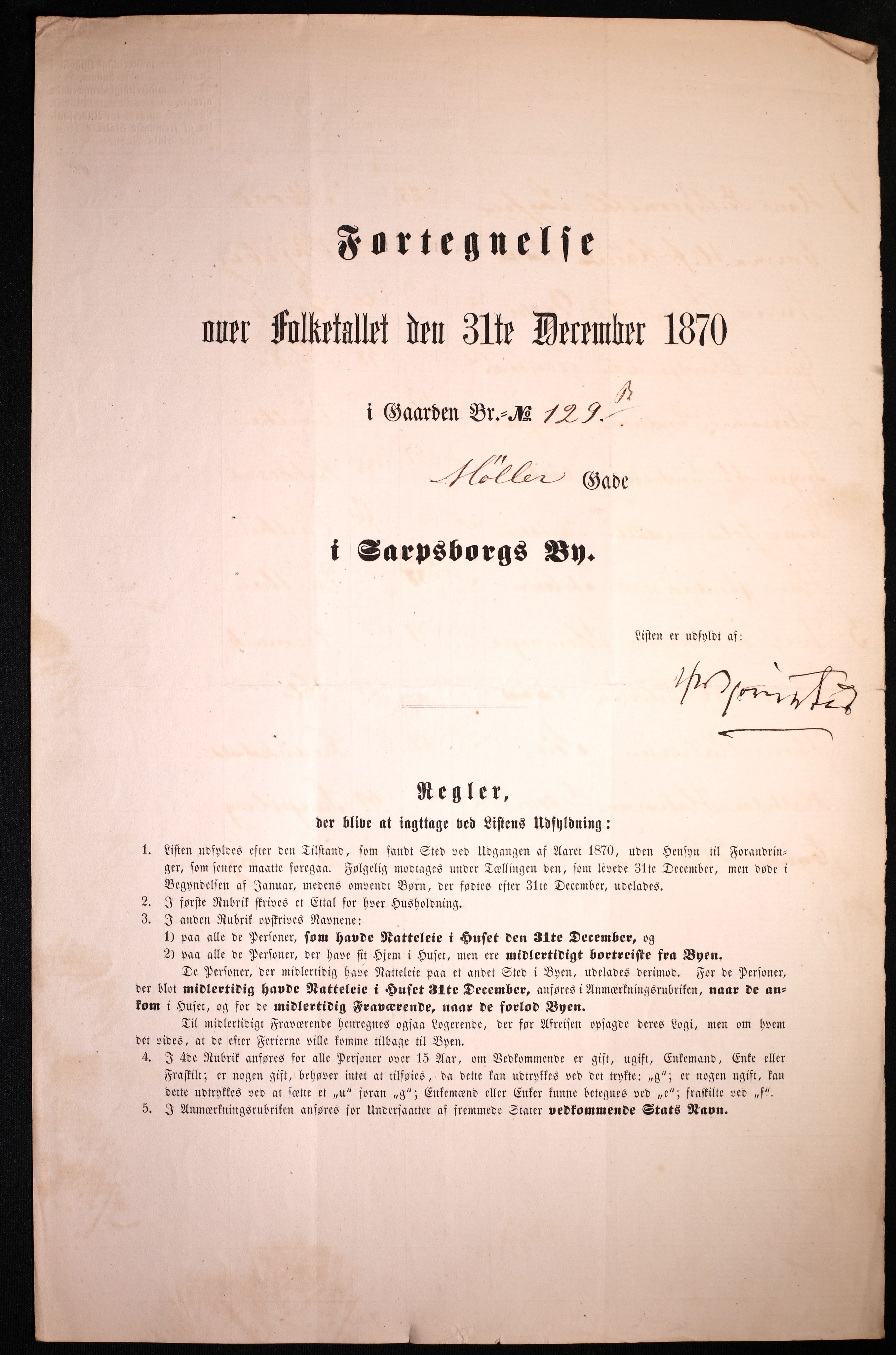 RA, 1870 census for 0102 Sarpsborg, 1870, p. 493