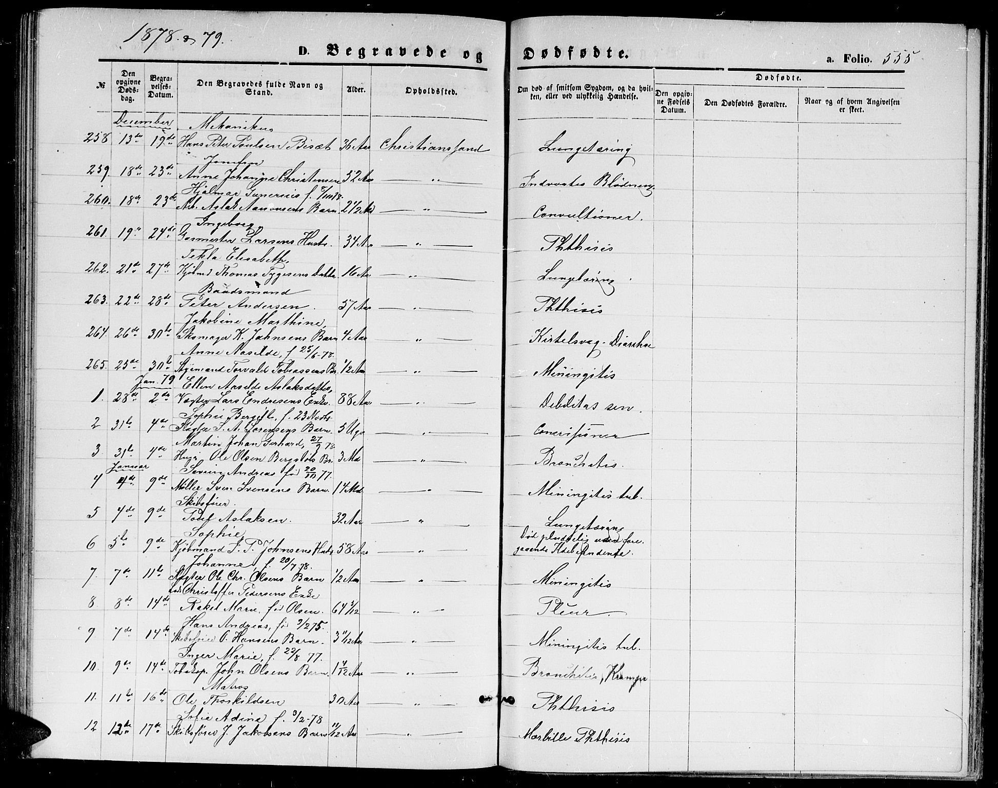Kristiansand domprosti, SAK/1112-0006/F/Fb/L0013: Parish register (copy) no. B 13, 1871-1880, p. 555