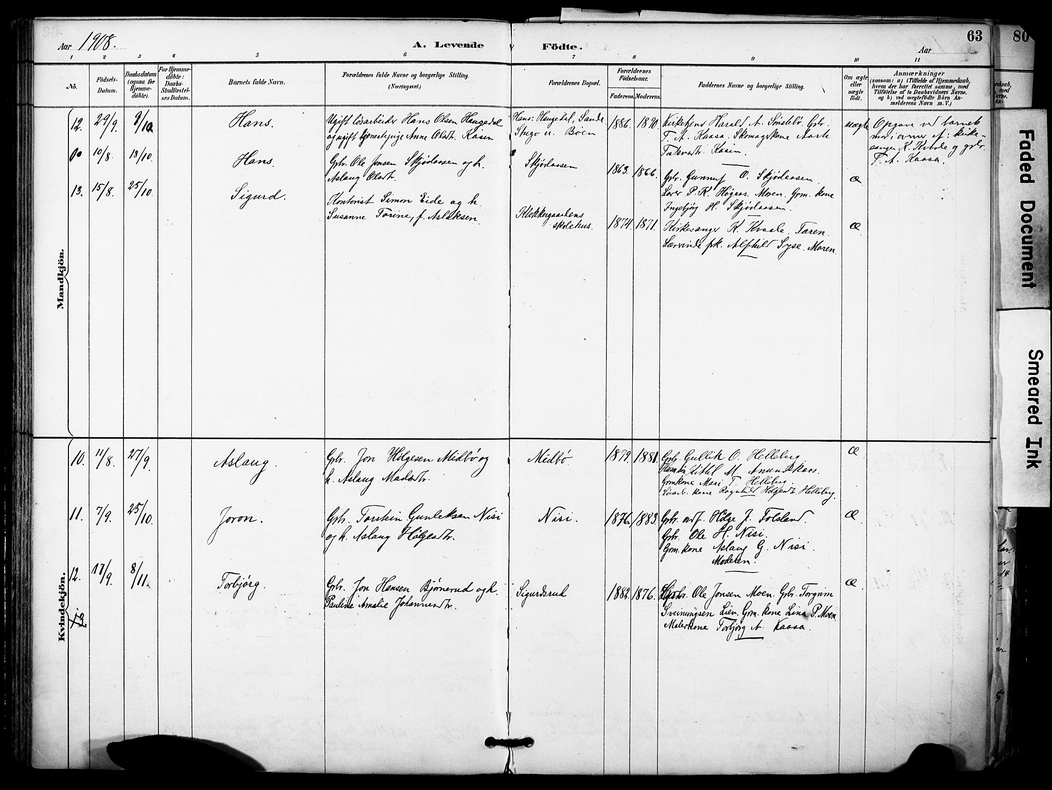 Gransherad kirkebøker, AV/SAKO-A-267/F/Fa/L0005: Parish register (official) no. I 5, 1887-1916, p. 63