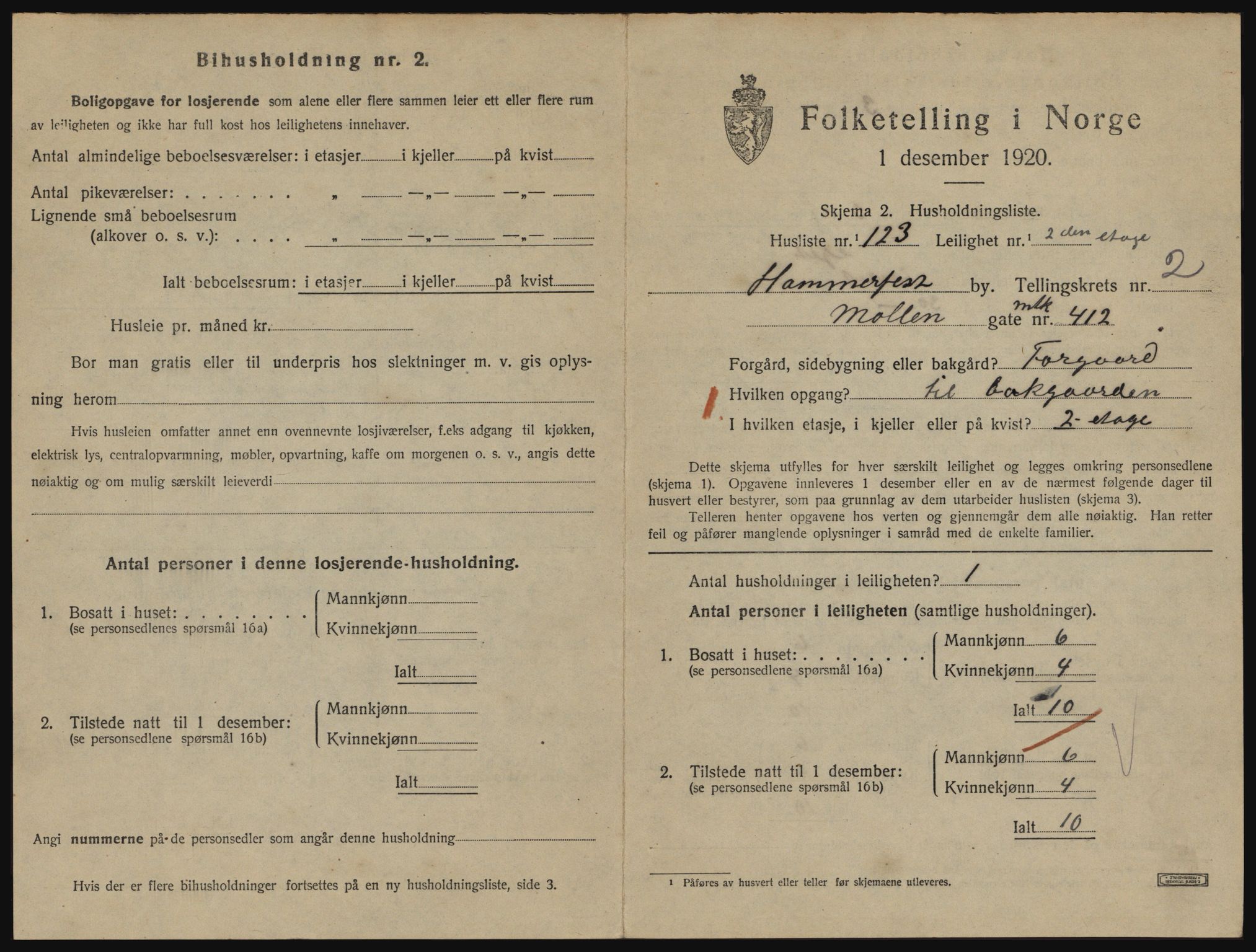 SATØ, 1920 census for Hammerfest, 1920, p. 2272