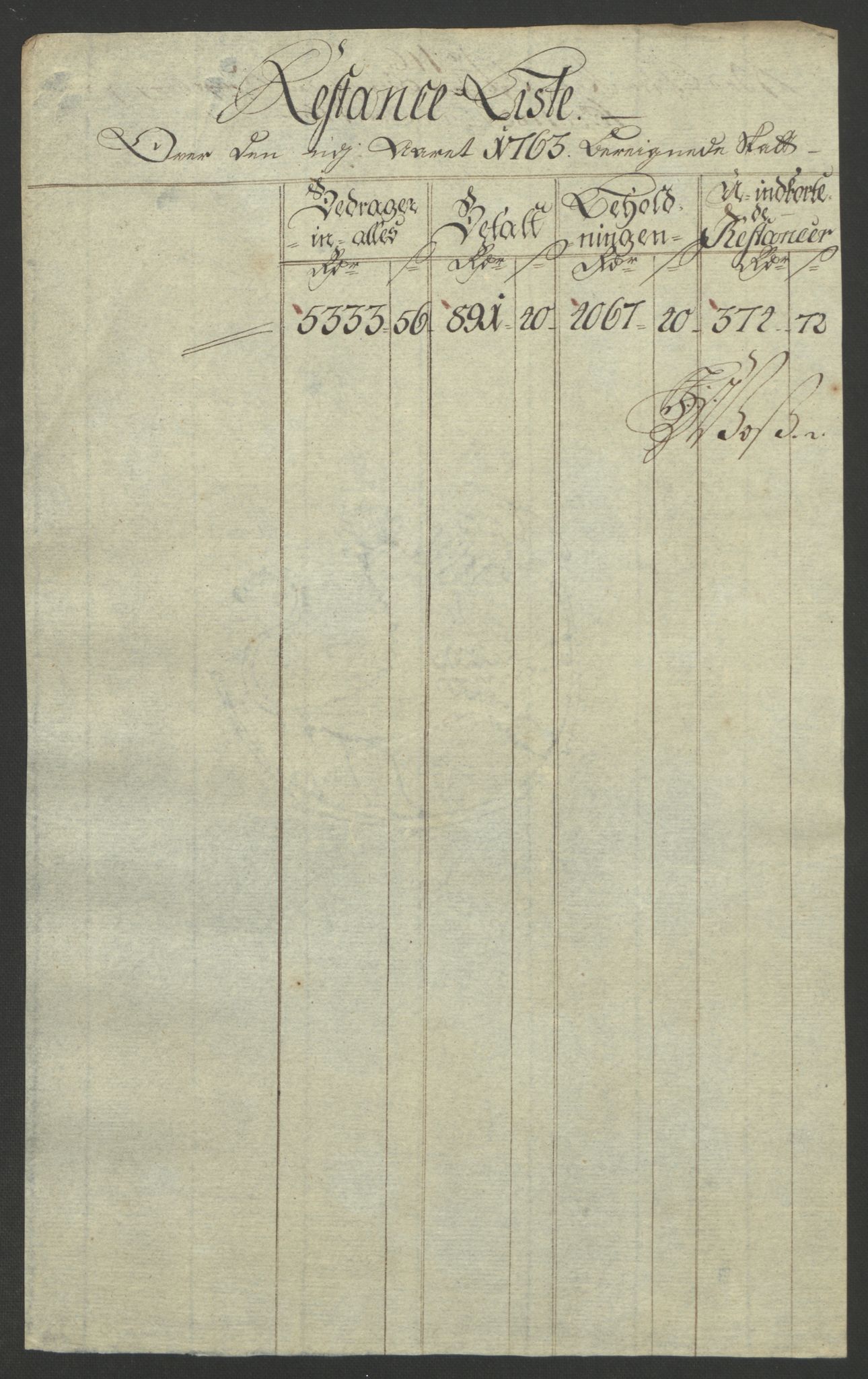 Rentekammeret inntil 1814, Reviderte regnskaper, Bergverksregnskaper, RA/EA-3222/R/Rc/Rca/L0843: Ekstraskatt, 1762-1765, p. 602