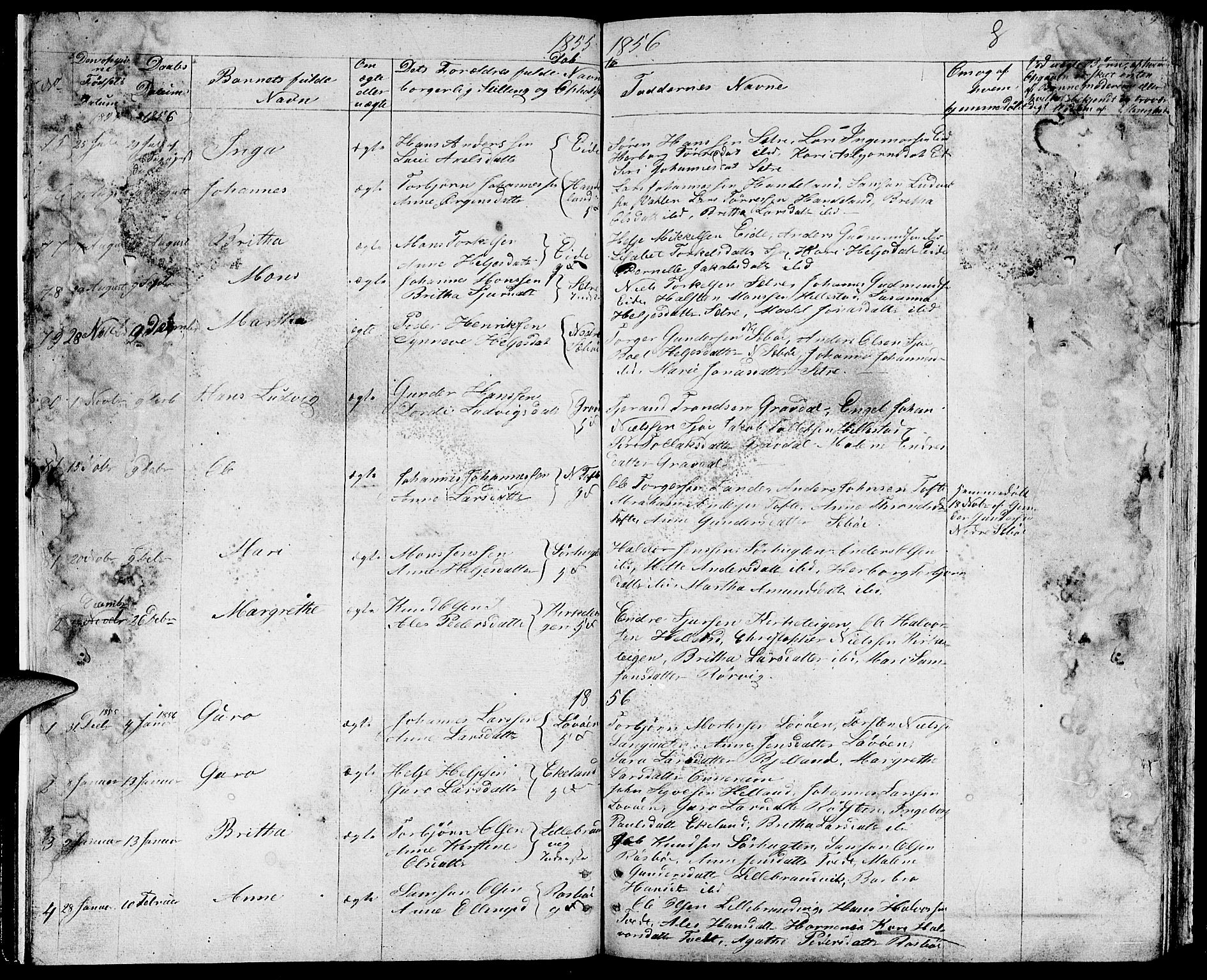 Fjelberg sokneprestembete, SAB/A-75201/H/Hab: Parish register (copy) no. B 2, 1854-1868, p. 8