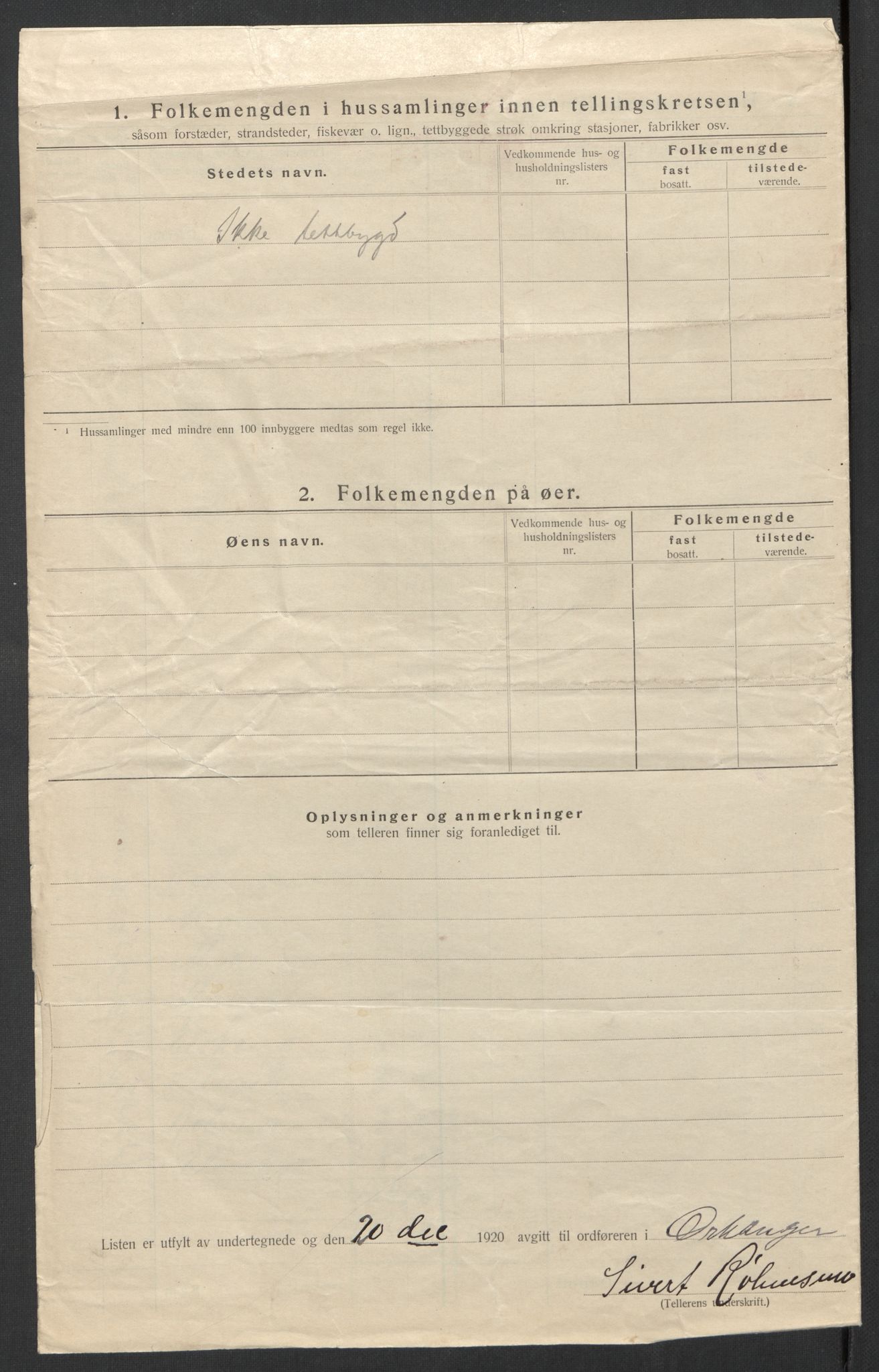 SAT, 1920 census for Orkanger, 1920, p. 31