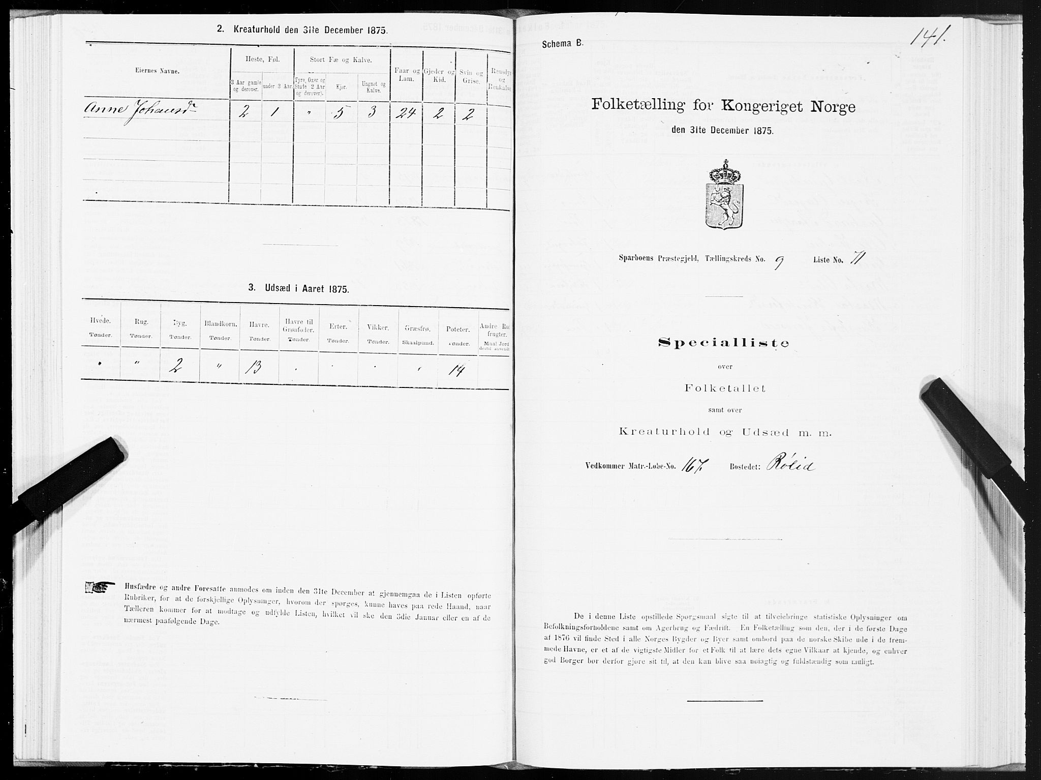 SAT, 1875 census for 1731P Sparbu, 1875, p. 4141