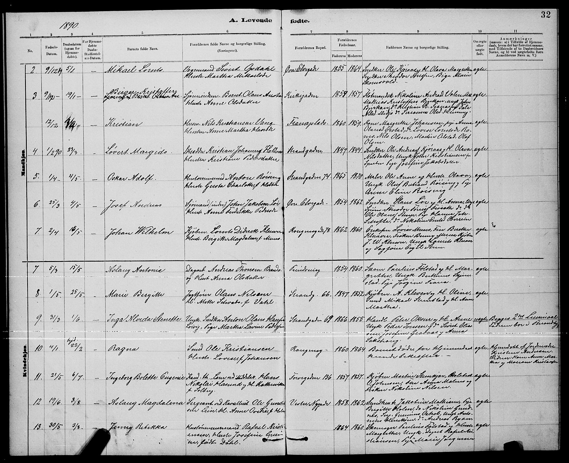 Ministerialprotokoller, klokkerbøker og fødselsregistre - Nord-Trøndelag, AV/SAT-A-1458/739/L0374: Parish register (copy) no. 739C02, 1883-1898, p. 32