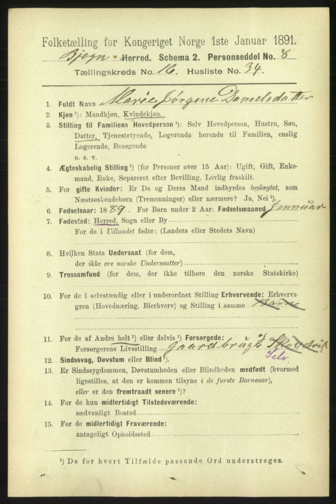 RA, 1891 census for 1627 Bjugn, 1891, p. 4656