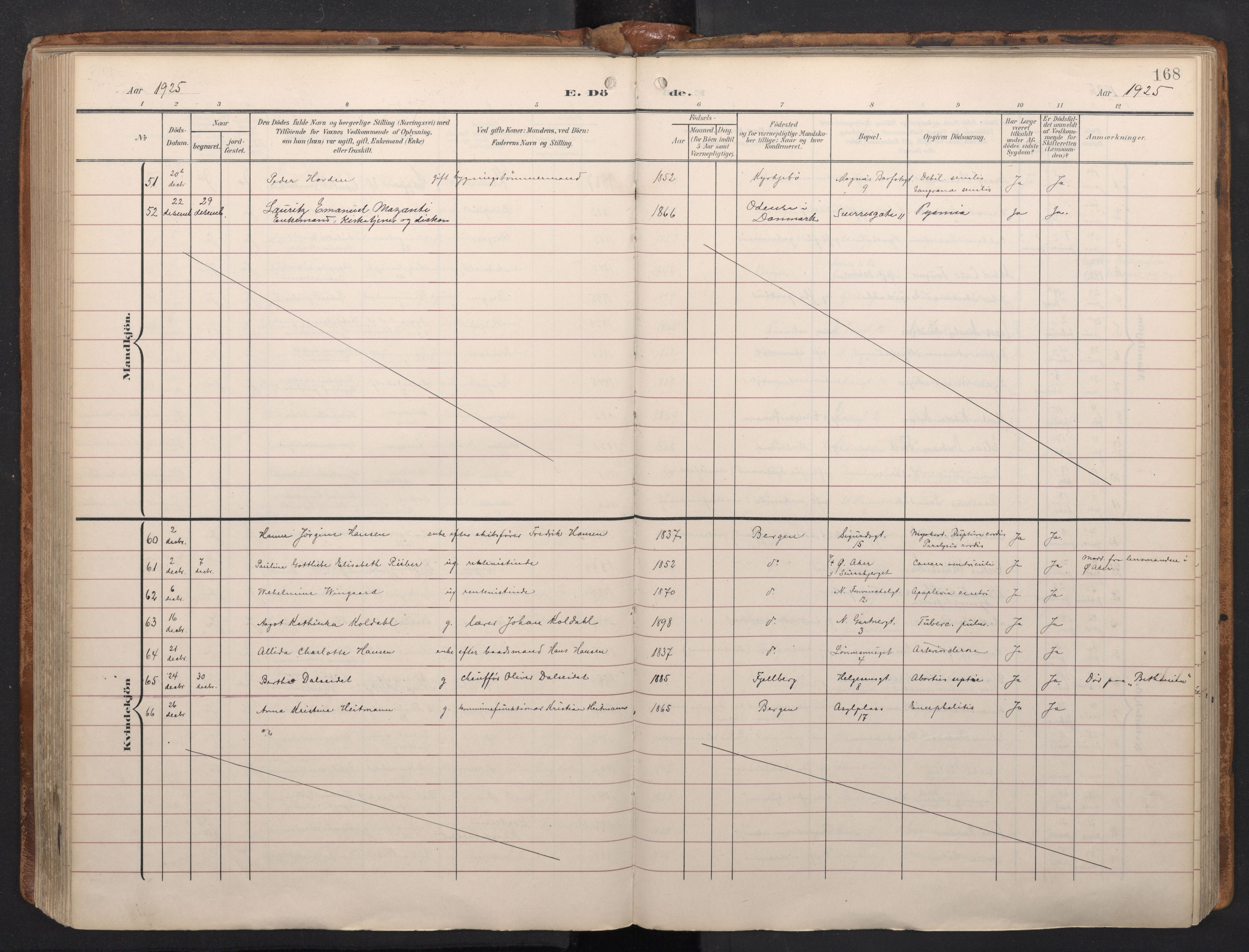 Domkirken sokneprestembete, AV/SAB-A-74801/H/Haa/L0044: Parish register (official) no. E 6, 1904-1946, p. 167b-168a