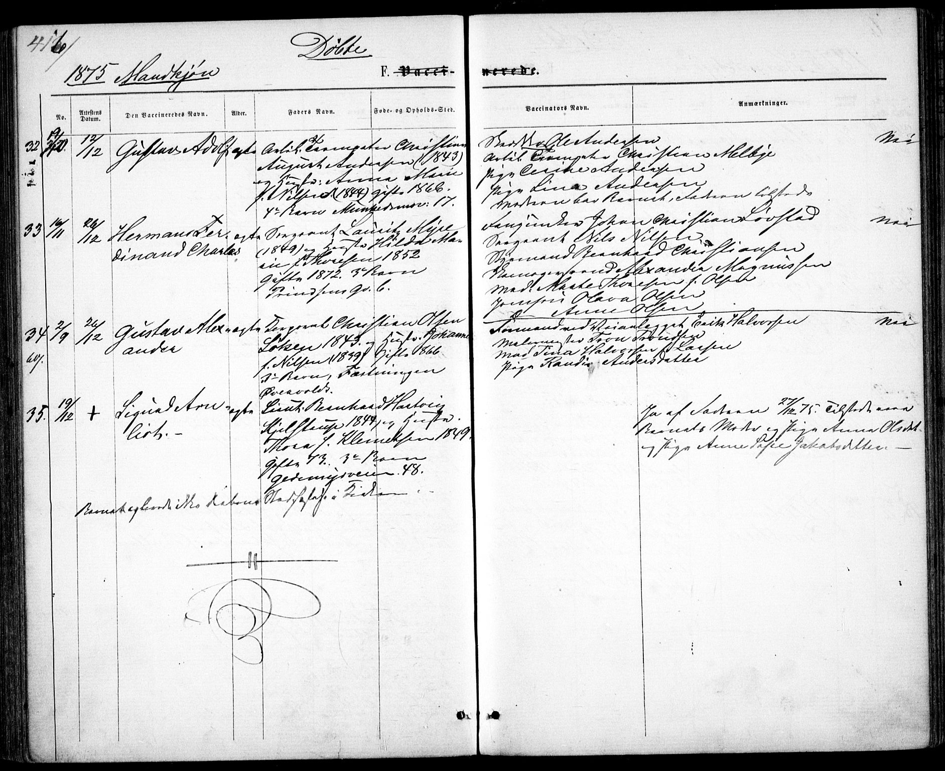 Garnisonsmenigheten Kirkebøker, AV/SAO-A-10846/G/Ga/L0006: Parish register (copy) no. 6, 1860-1880, p. 416