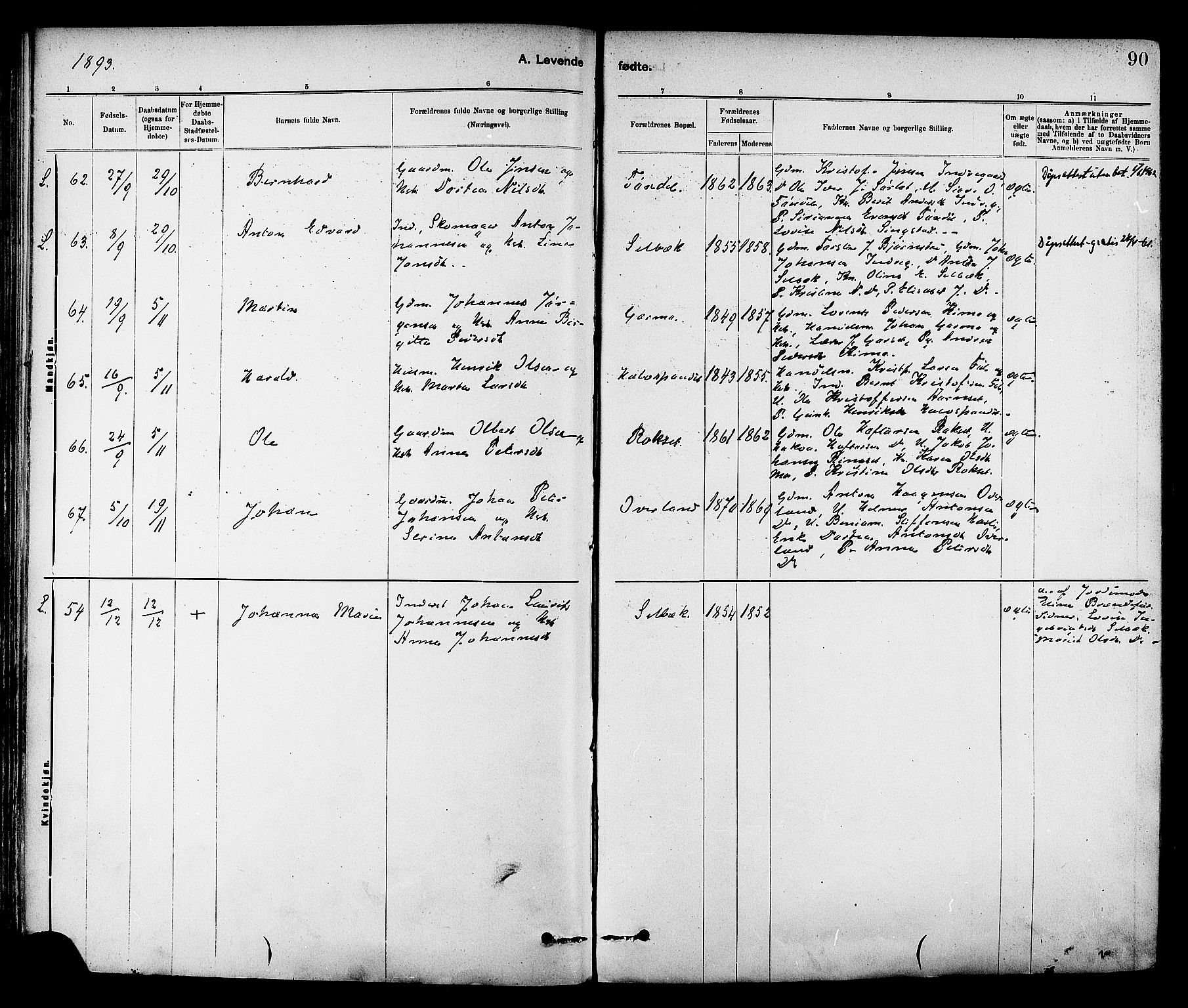 Ministerialprotokoller, klokkerbøker og fødselsregistre - Sør-Trøndelag, AV/SAT-A-1456/647/L0634: Parish register (official) no. 647A01, 1885-1896, p. 90