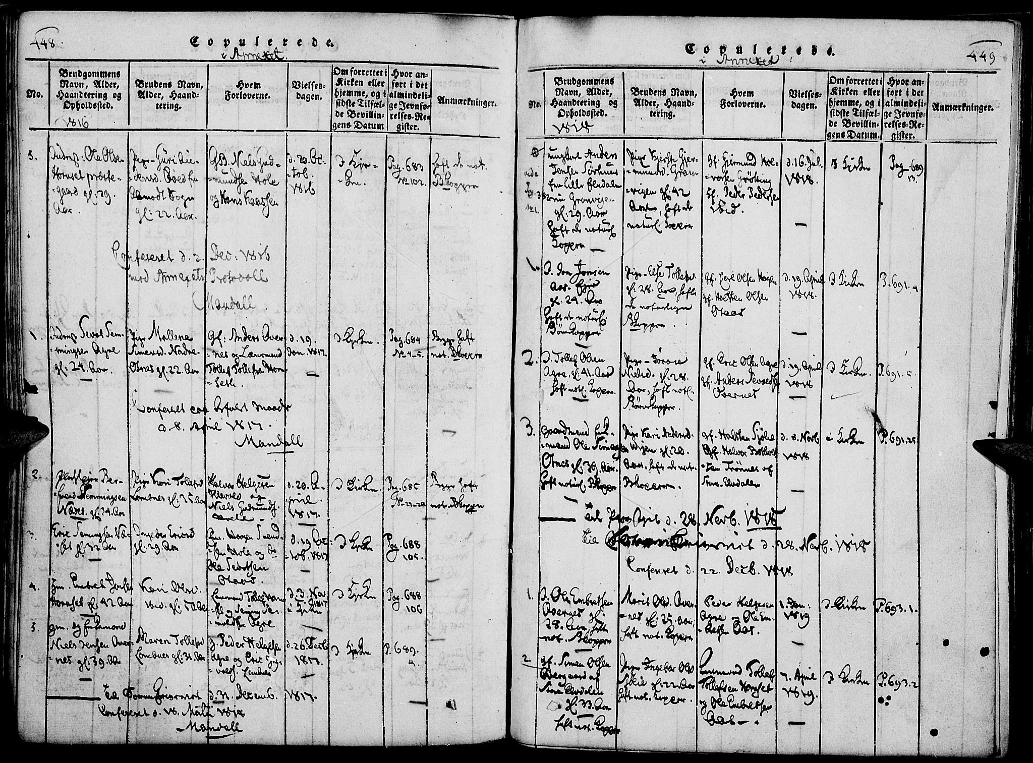 Rendalen prestekontor, SAH/PREST-054/H/Ha/Haa/L0003: Parish register (official) no. 3, 1815-1829, p. 448-449