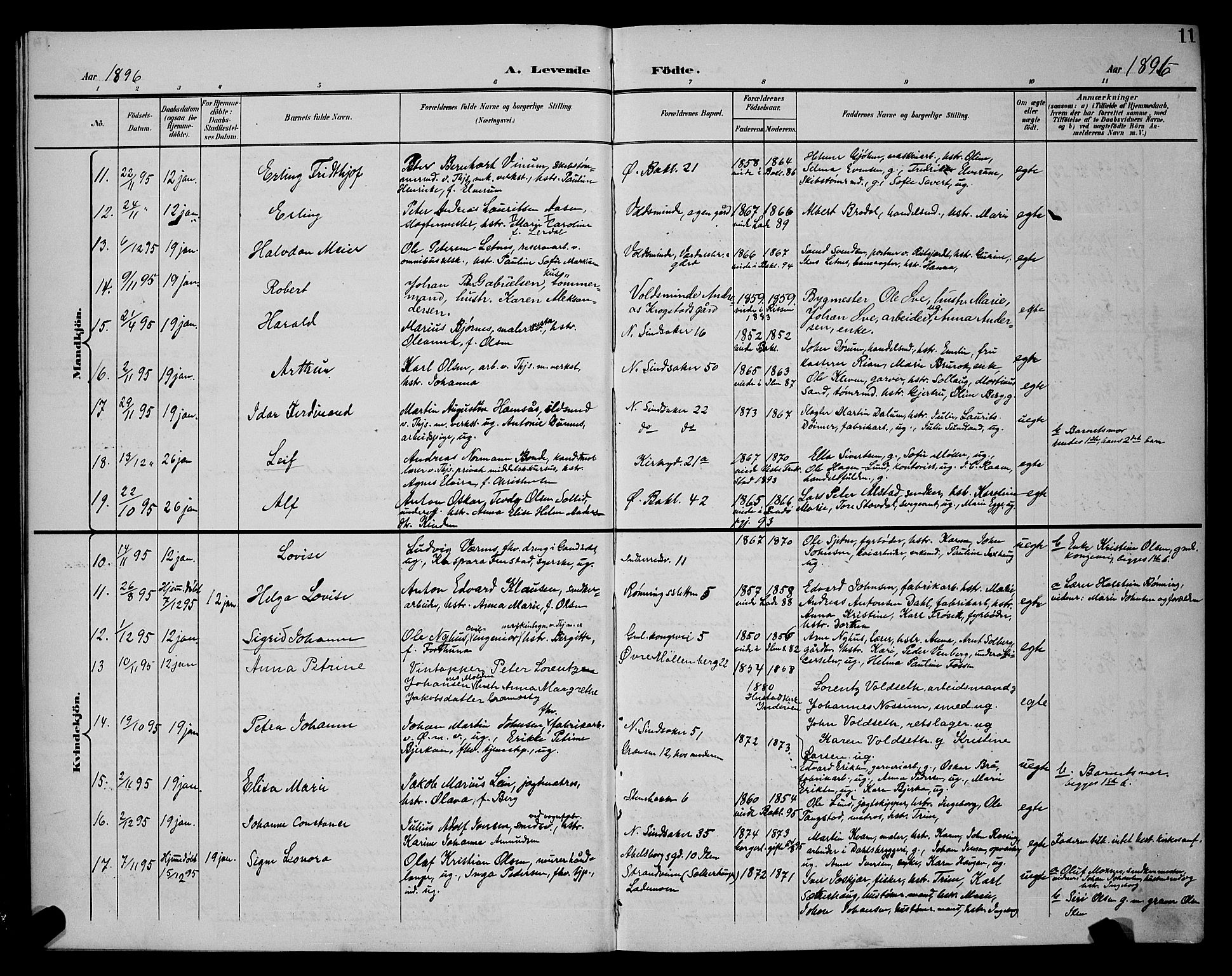 Ministerialprotokoller, klokkerbøker og fødselsregistre - Sør-Trøndelag, SAT/A-1456/604/L0225: Parish register (copy) no. 604C08, 1895-1899, p. 11