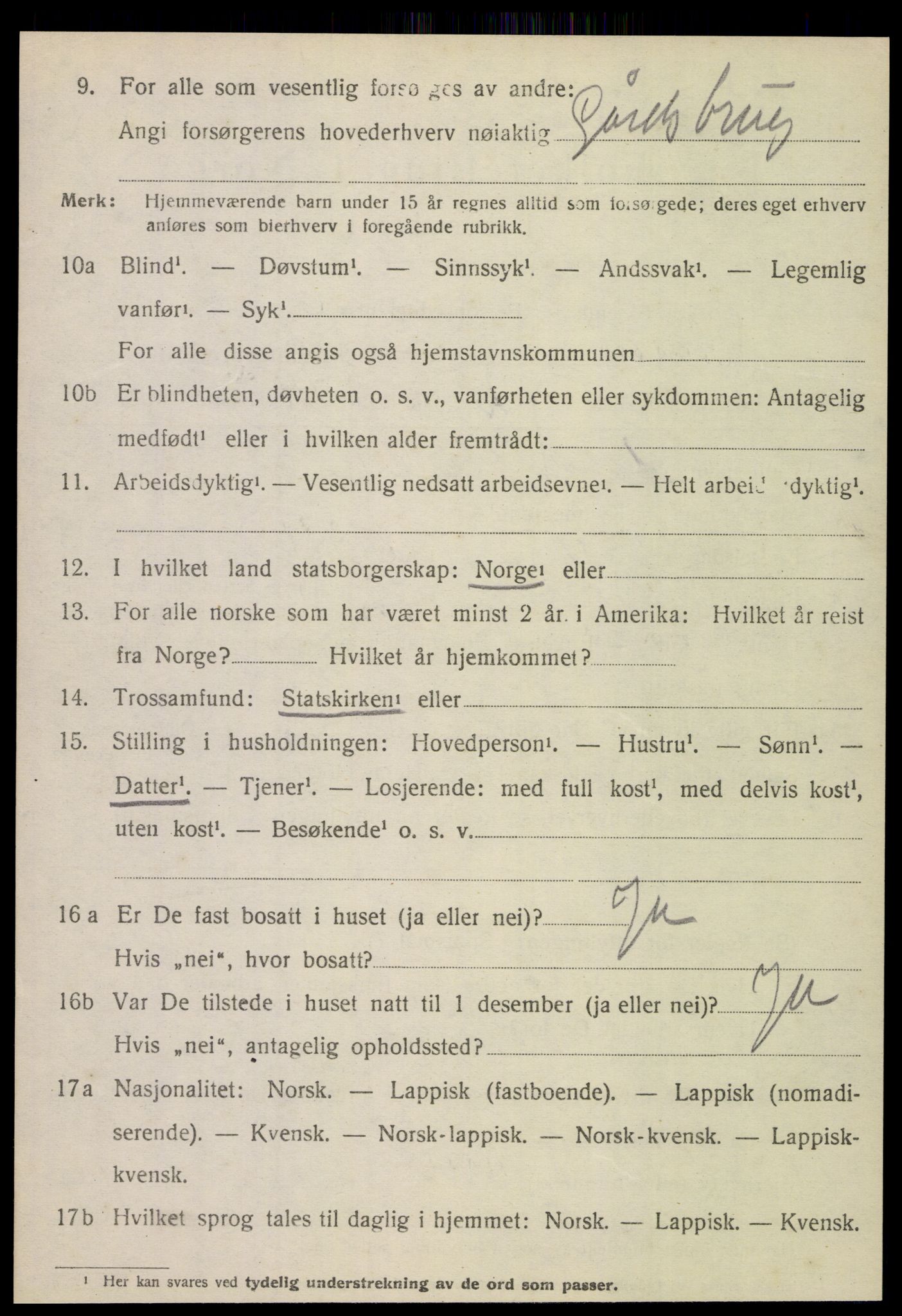 SAT, 1920 census for Meløy, 1920, p. 3696