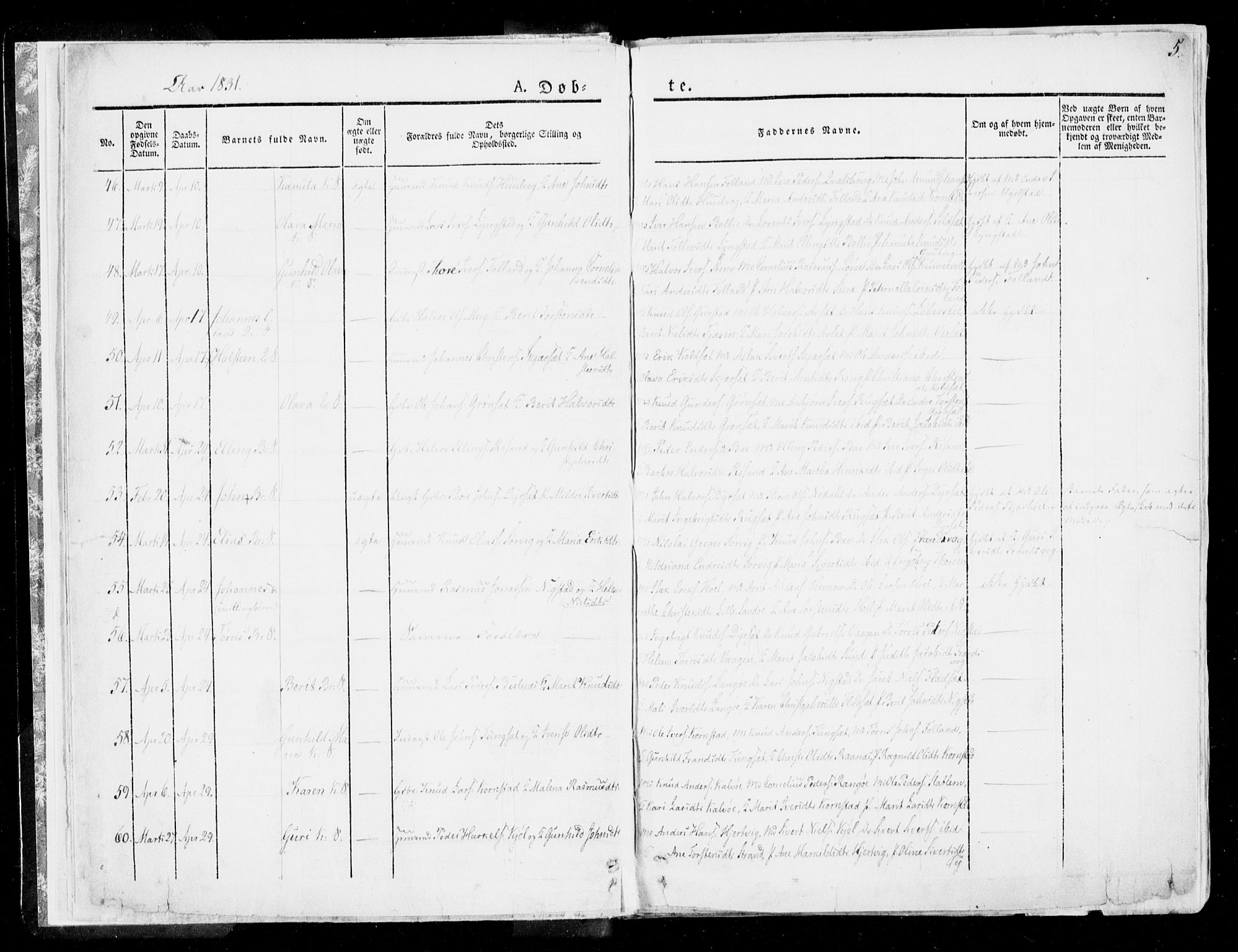 Ministerialprotokoller, klokkerbøker og fødselsregistre - Møre og Romsdal, SAT/A-1454/568/L0803: Parish register (official) no. 568A10, 1830-1853, p. 5