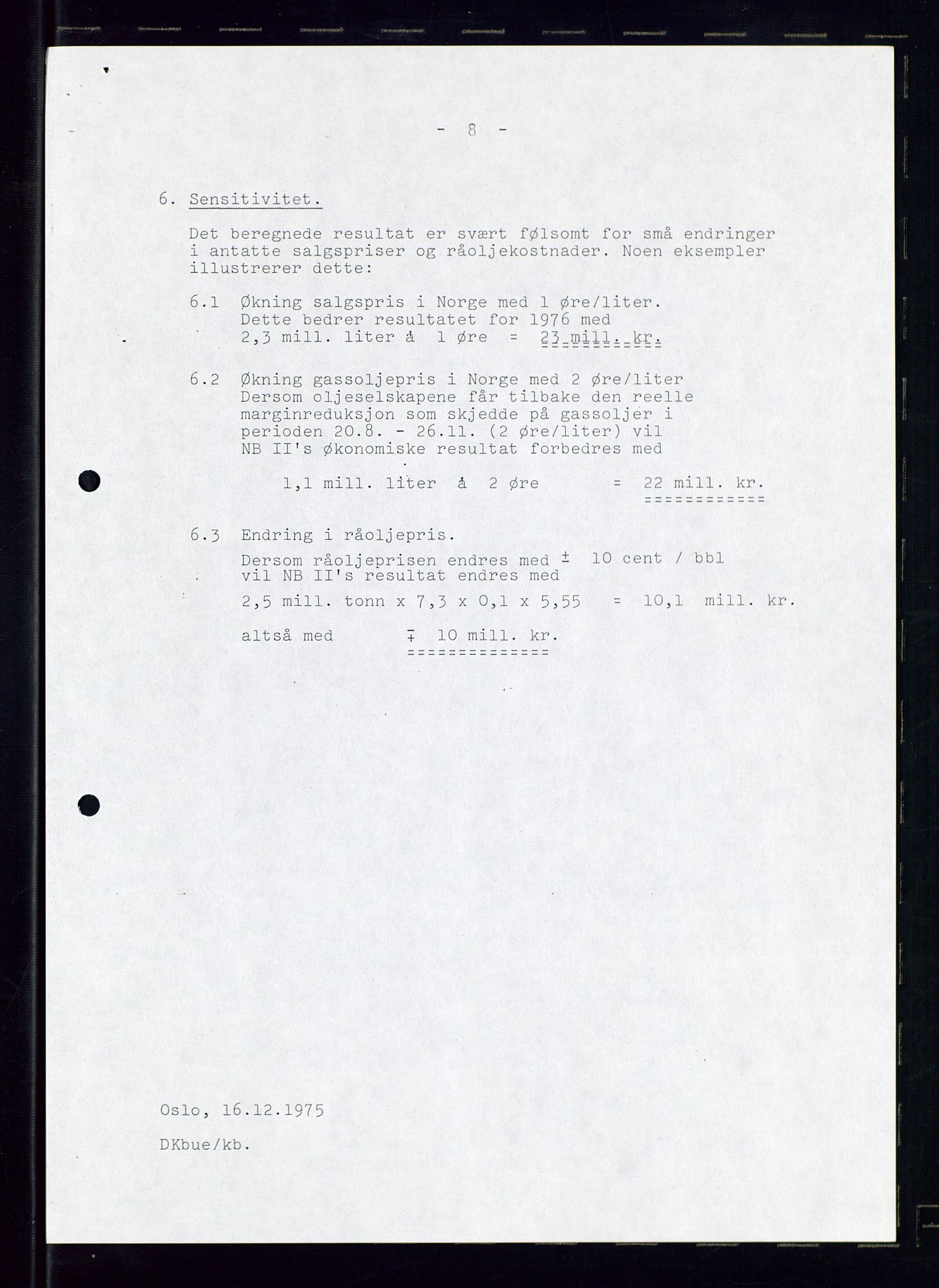 PA 1544 - Norsk Brændselolje A/S, AV/SAST-A-101965/1/A/Ab/L0008/0001: Styret, styremøter, bedriftsforsamling, generalforsamling  / Styret, 1975, p. 11