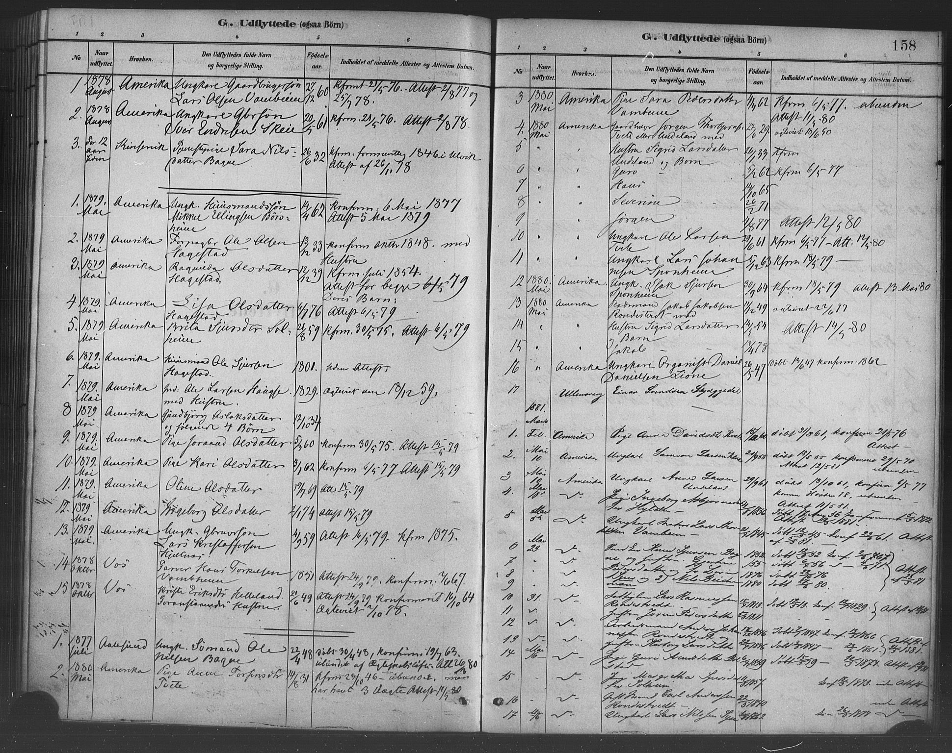 Ulvik sokneprestembete, SAB/A-78801/H/Haa: Parish register (official) no. B 1, 1878-1897, p. 158