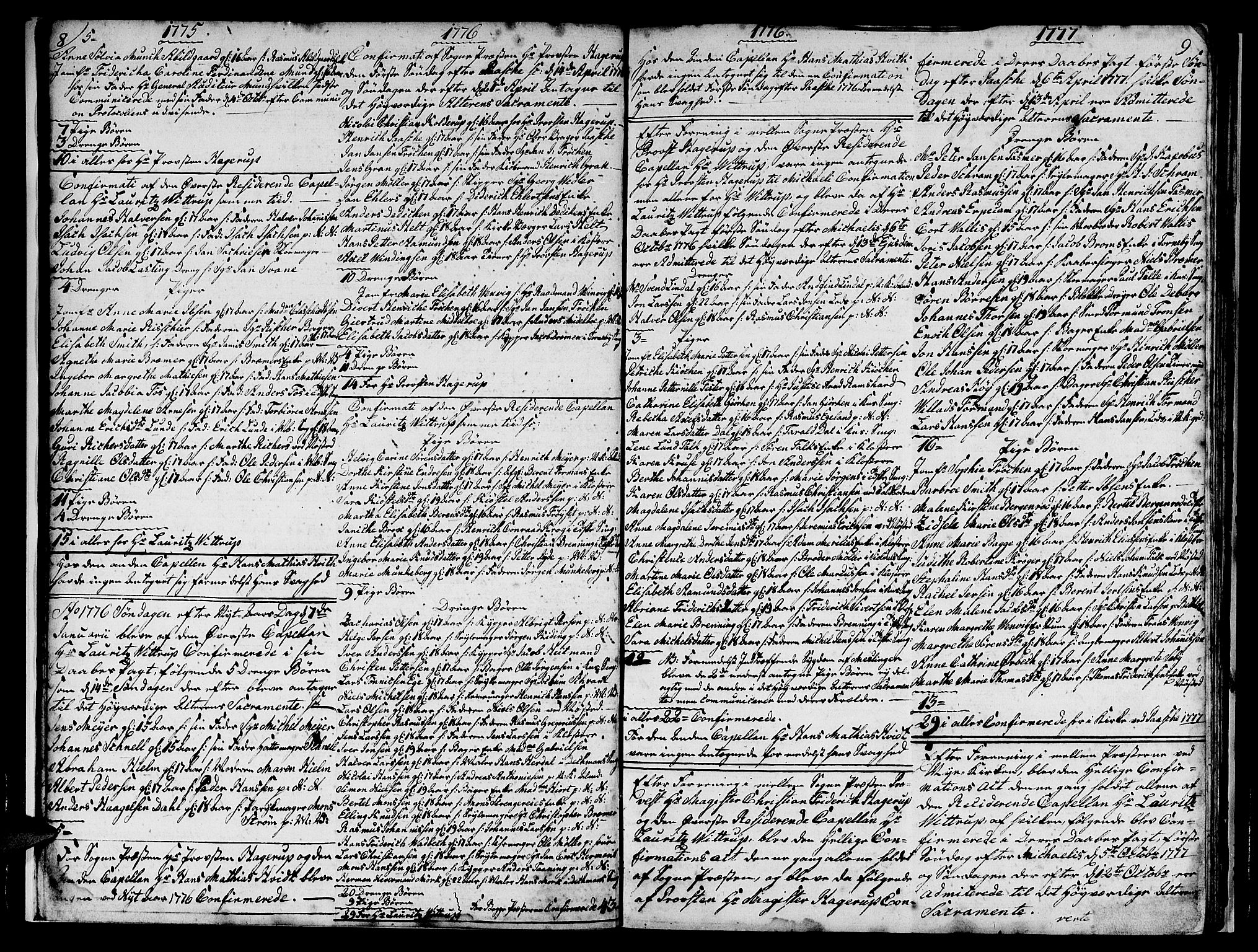 Nykirken Sokneprestembete, SAB/A-77101/H/Hab: Parish register (copy) no. A 1, 1770-1821, p. 8-9