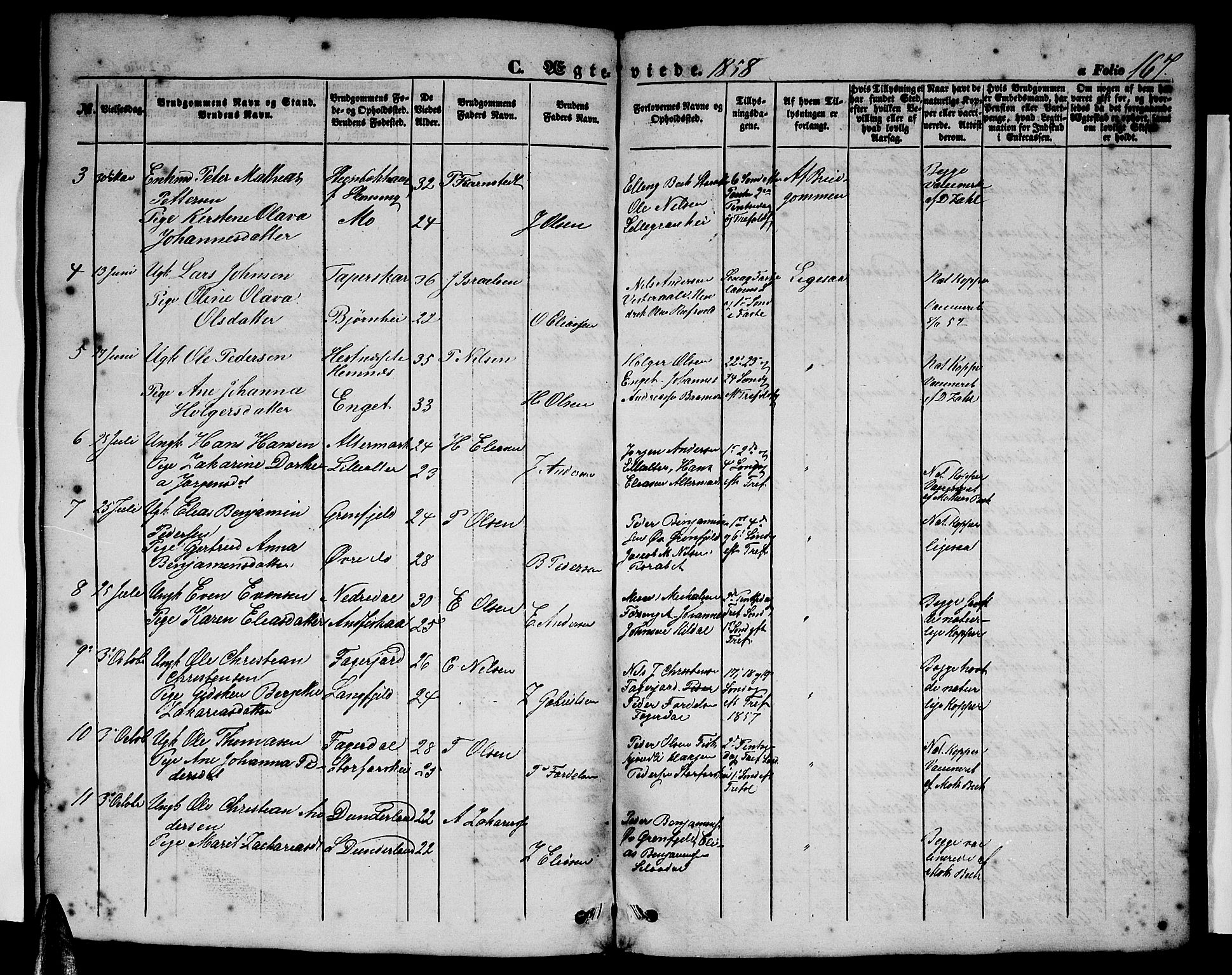 Ministerialprotokoller, klokkerbøker og fødselsregistre - Nordland, AV/SAT-A-1459/827/L0414: Parish register (copy) no. 827C03, 1853-1865, p. 167