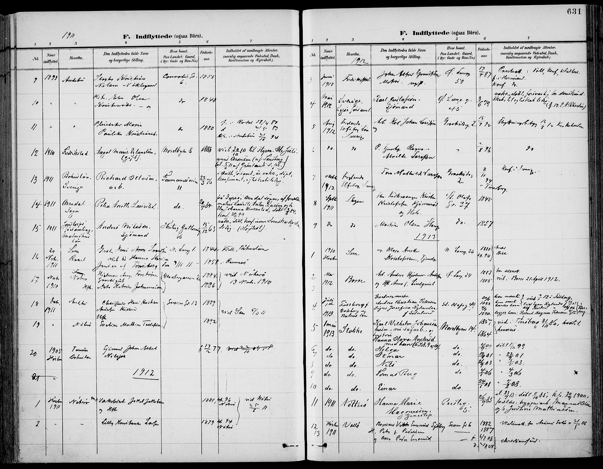 Tønsberg kirkebøker, AV/SAKO-A-330/F/Fa/L0013: Parish register (official) no. I 13, 1900-1913, p. 631