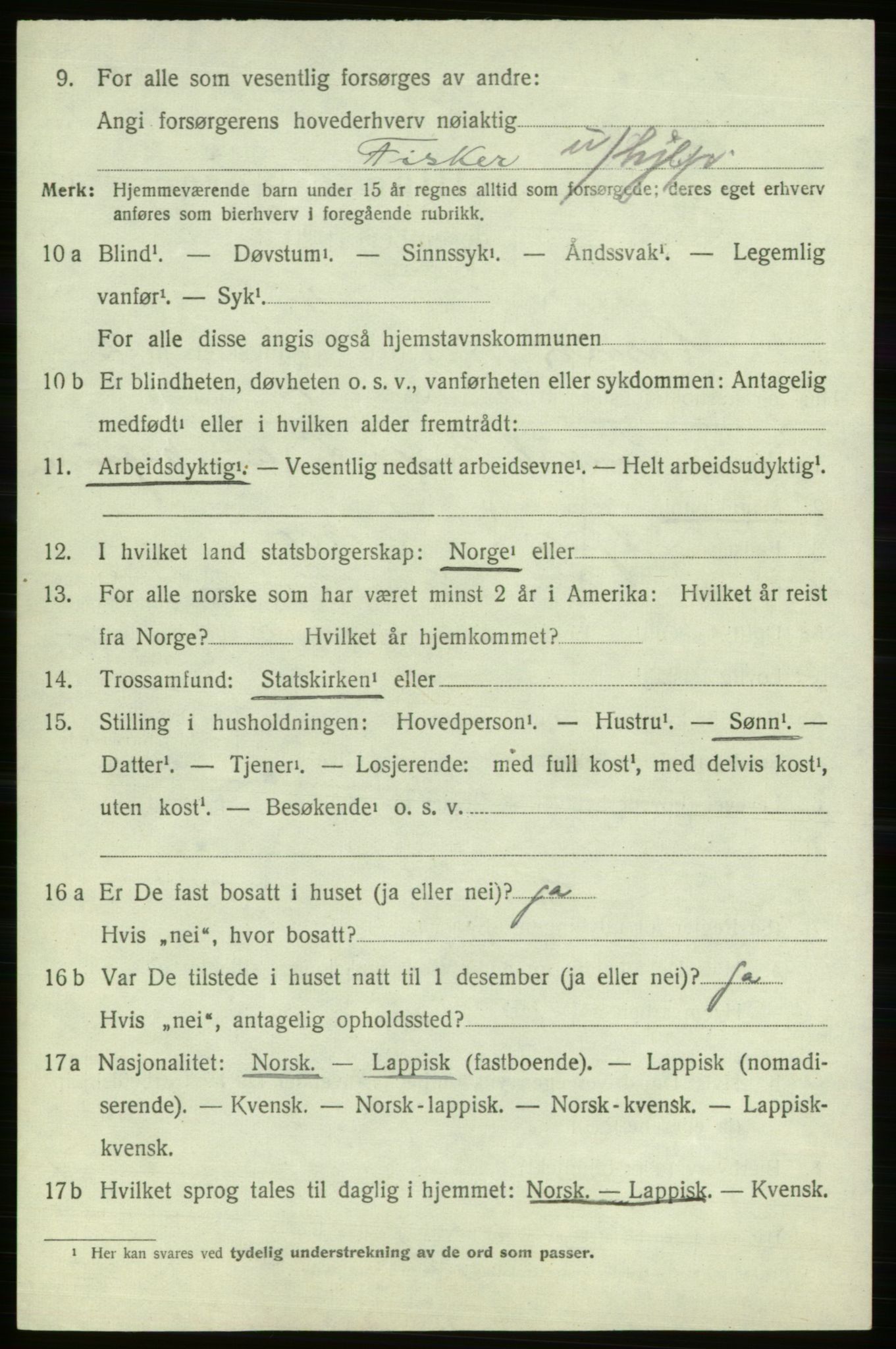 SATØ, 1920 census for Hasvik, 1920, p. 986