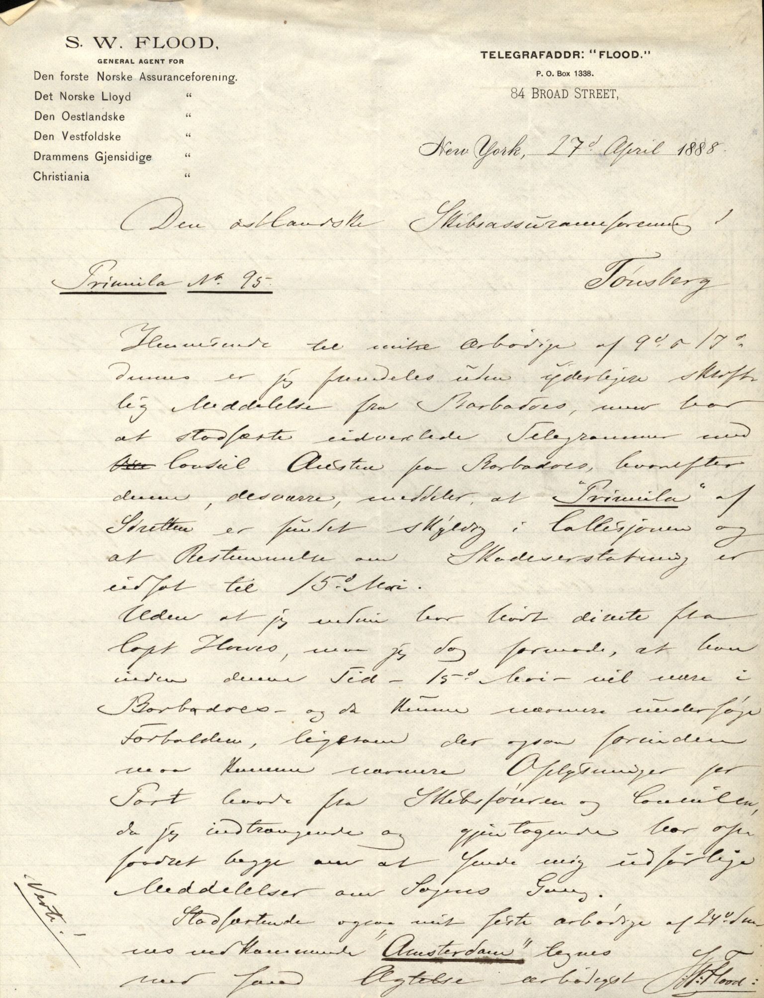 Pa 63 - Østlandske skibsassuranceforening, VEMU/A-1079/G/Ga/L0021/0003: Havaridokumenter / Inga av Drammen, Inga av Sandefjord, Primula, 1888-1889, p. 64