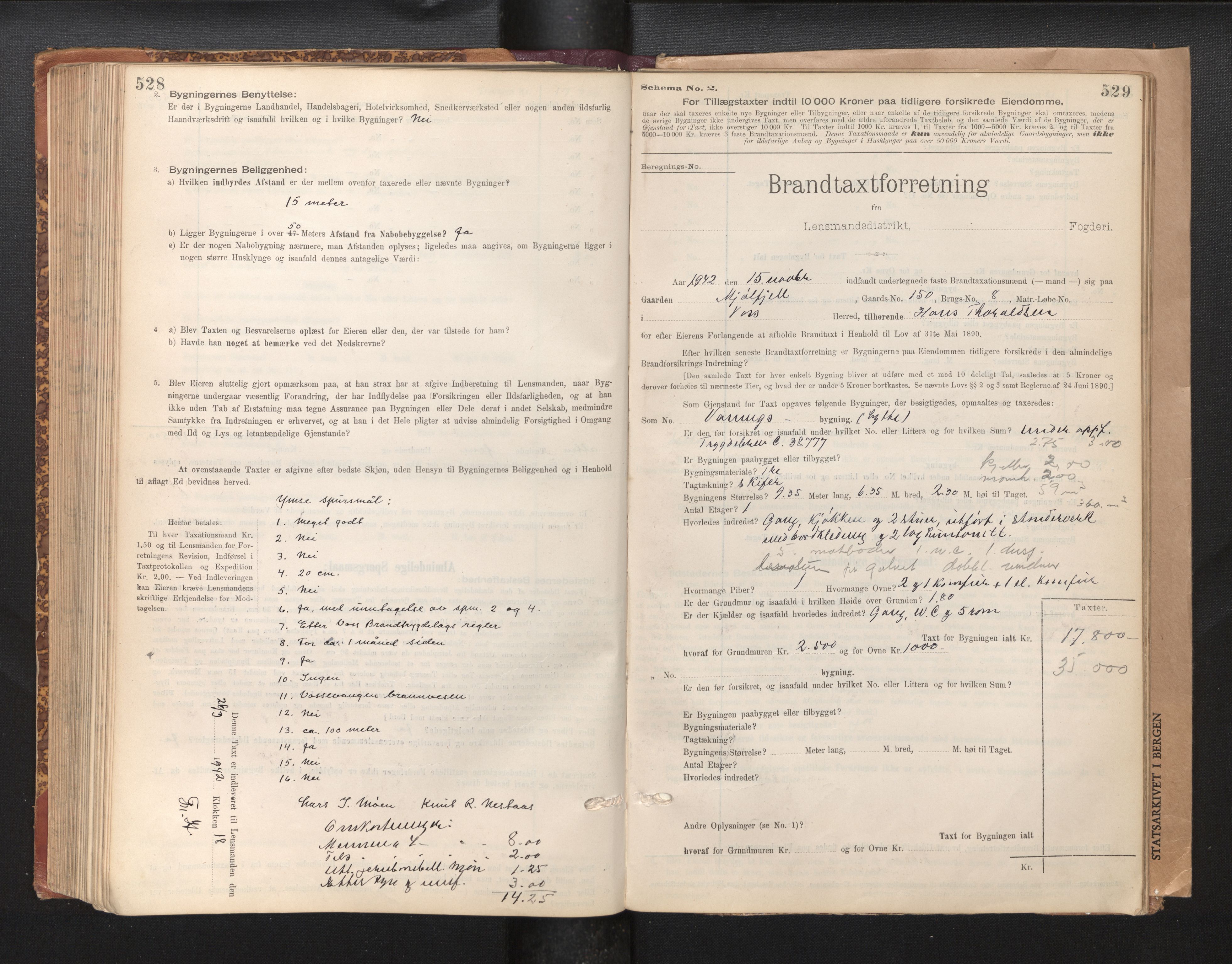 Lensmannen i Voss, AV/SAB-A-35801/0012/L0008: Branntakstprotokoll, skjematakst, 1895-1945, p. 528-529