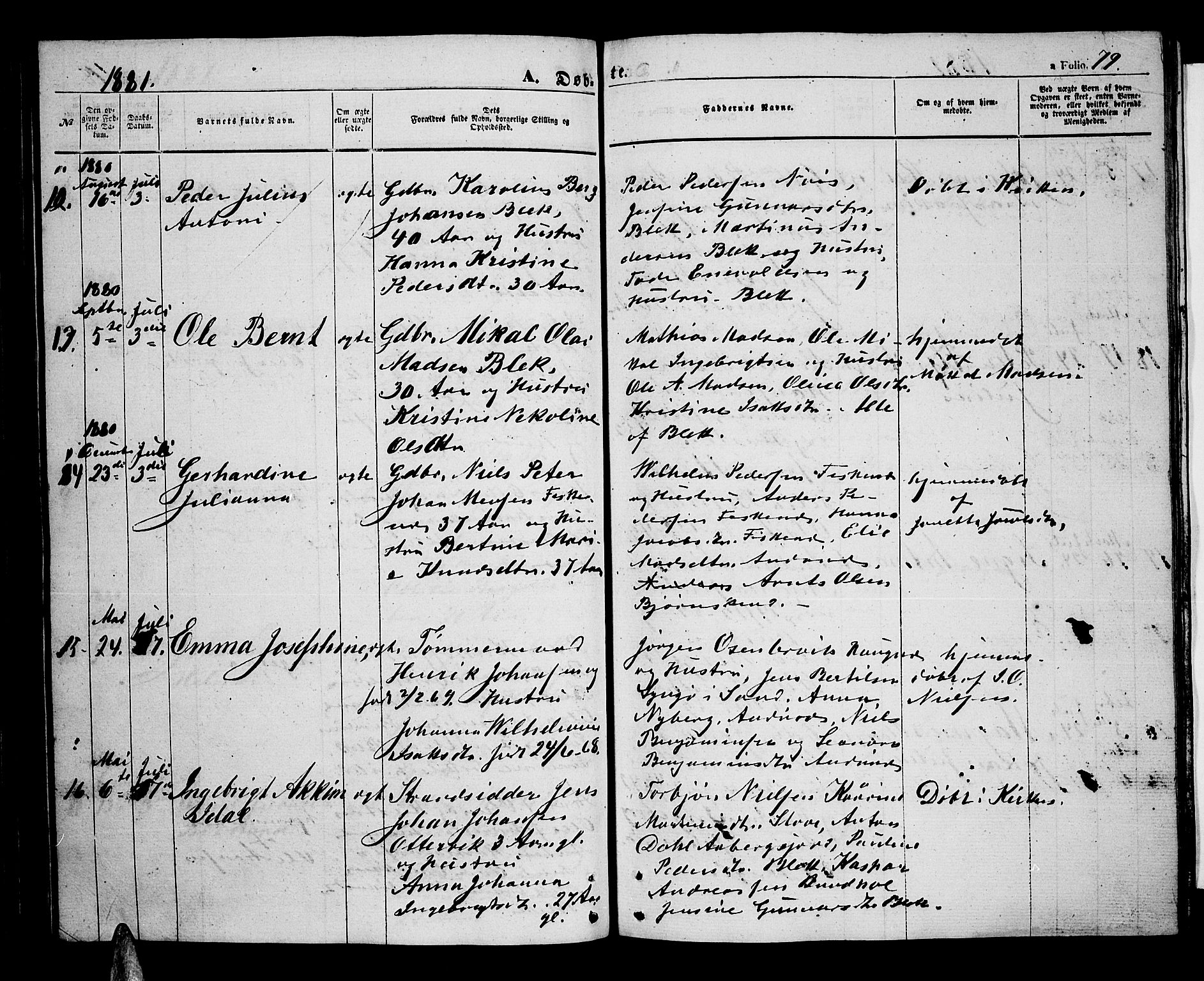 Ministerialprotokoller, klokkerbøker og fødselsregistre - Nordland, SAT/A-1459/899/L1447: Parish register (copy) no. 899C02, 1855-1886, p. 79
