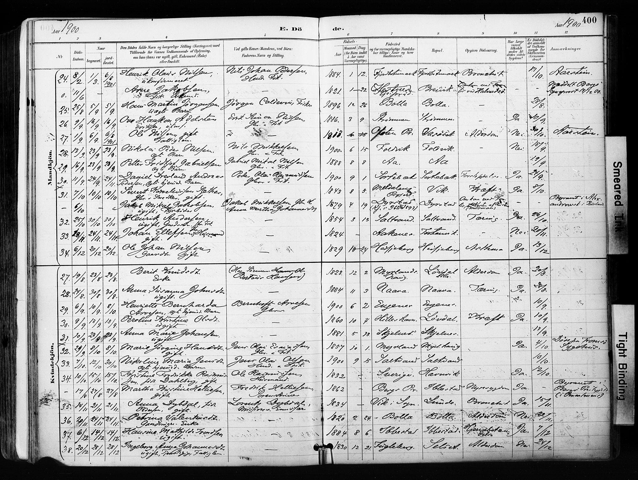 Ibestad sokneprestembete, SATØ/S-0077/H/Ha/Haa/L0012kirke: Parish register (official) no. 12, 1890-1900, p. 400
