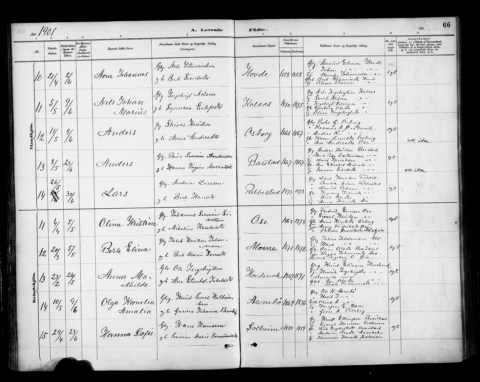 Ministerialprotokoller, klokkerbøker og fødselsregistre - Møre og Romsdal, AV/SAT-A-1454/513/L0177: Parish register (official) no. 513A04, 1890-1906, p. 66