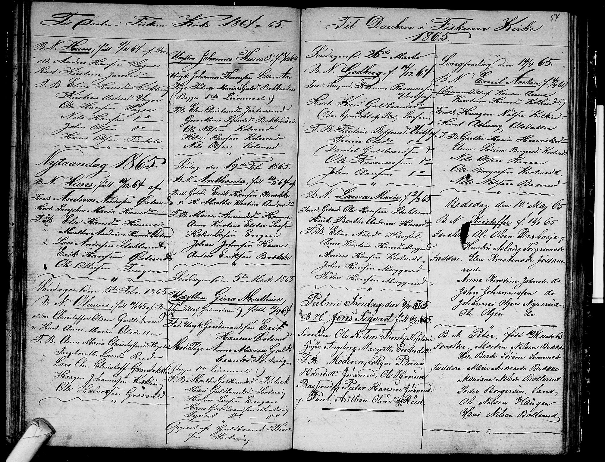 Fiskum kirkebøker, AV/SAKO-A-15/G/Ga/L0003: Parish register (copy) no. 3, 1851-1878, p. 54