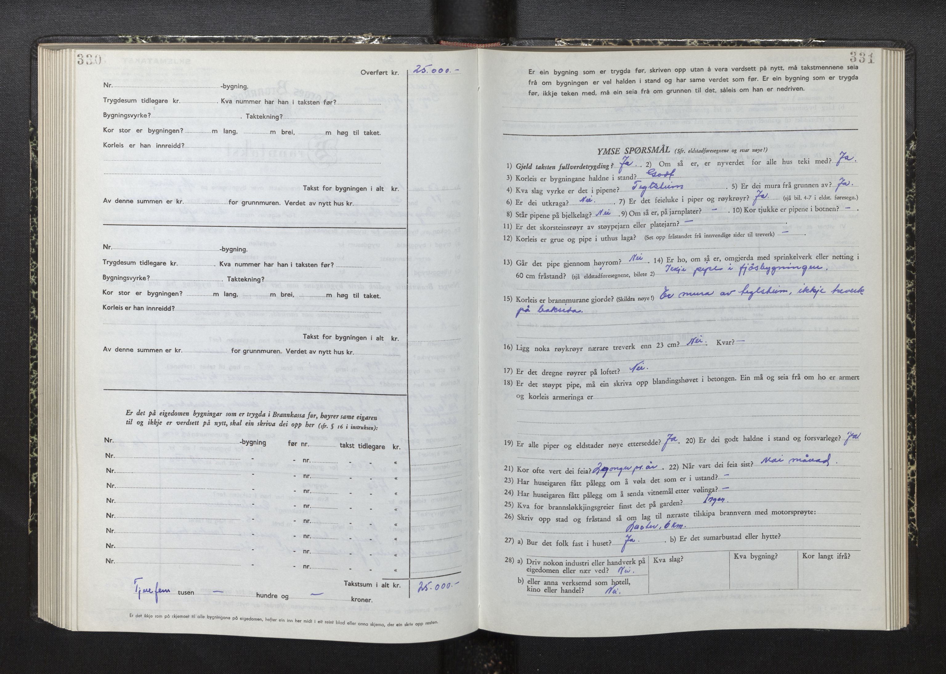 Lensmannen i Luster, AV/SAB-A-29301/0012/L0008: Branntakstprotokoll, skjematakst, 1949-1955, p. 330-331