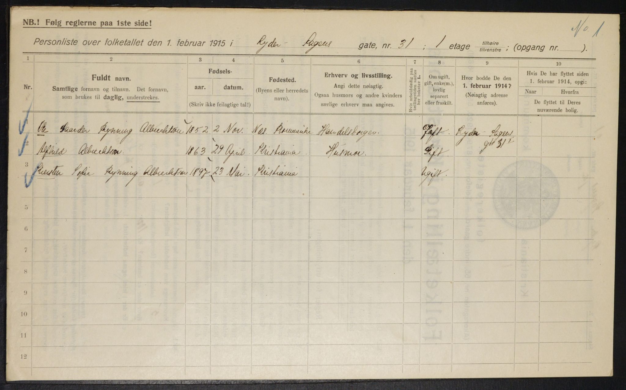 OBA, Municipal Census 1915 for Kristiania, 1915, p. 57937