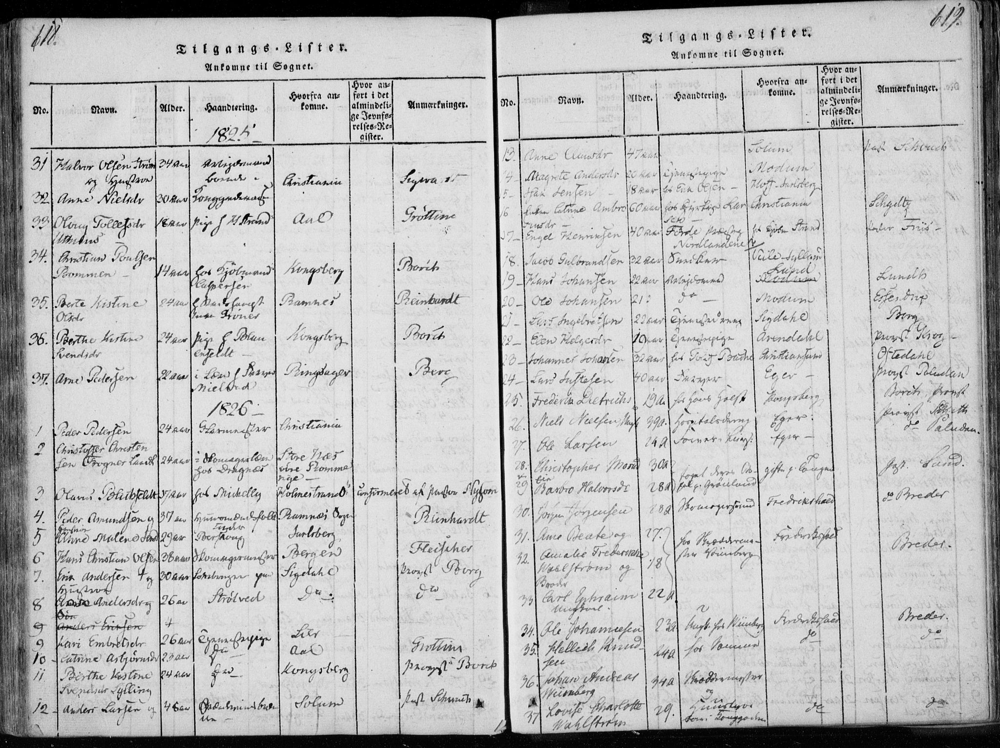 Bragernes kirkebøker, AV/SAKO-A-6/F/Fa/L0007: Parish register (official) no. I 7, 1815-1829, p. 618-619