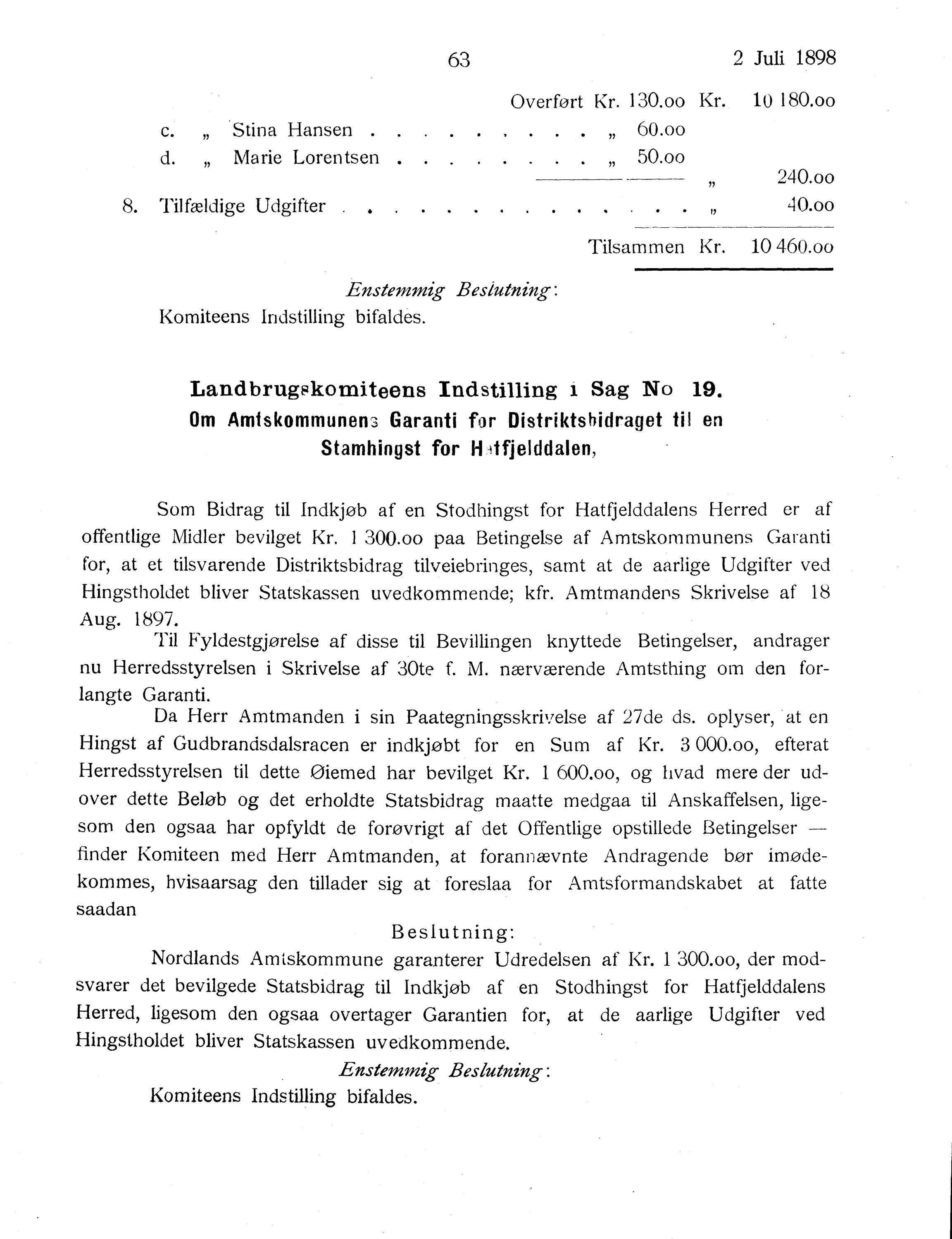 Nordland Fylkeskommune. Fylkestinget, AIN/NFK-17/176/A/Ac/L0021: Fylkestingsforhandlinger 1898, 1898