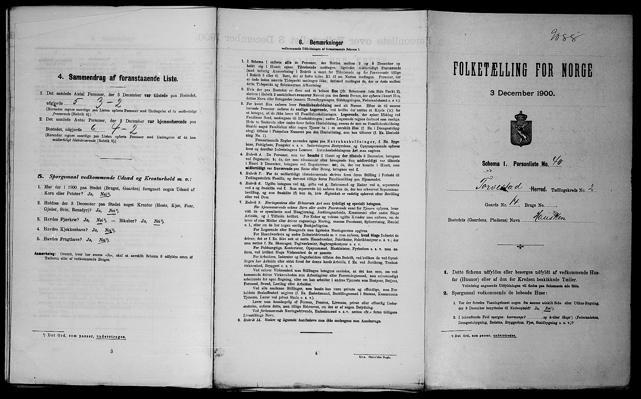 SAST, 1900 census for Torvastad, 1900, p. 321