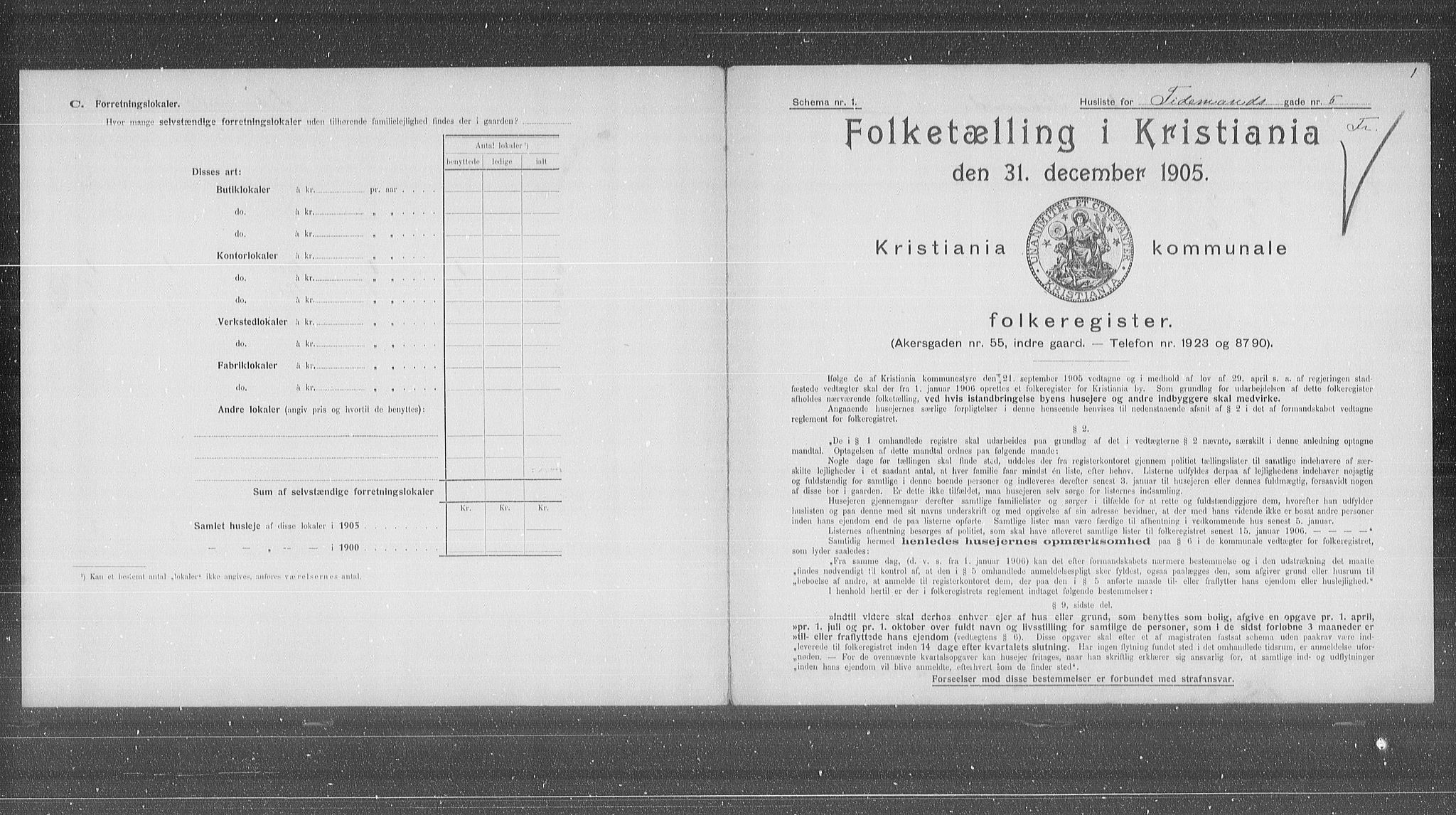 OBA, Municipal Census 1905 for Kristiania, 1905, p. 58337