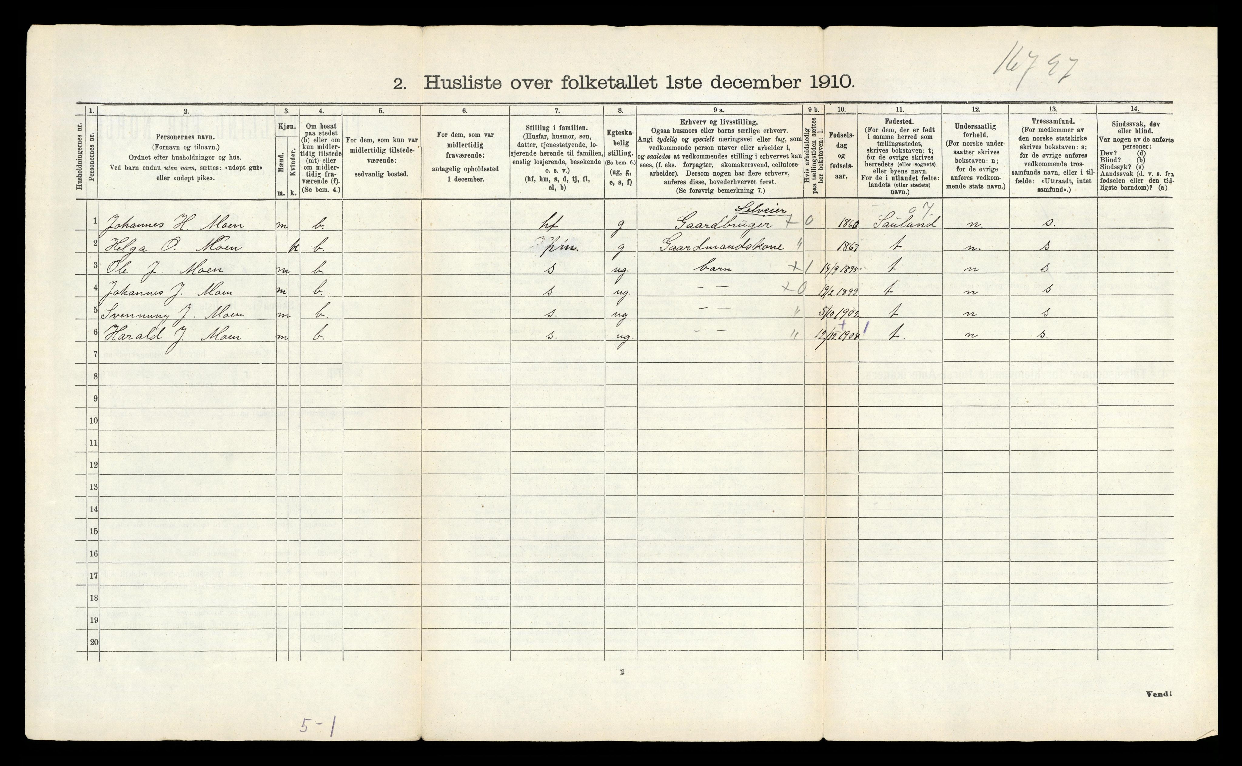 RA, 1910 census for Heddal, 1910, p. 1480