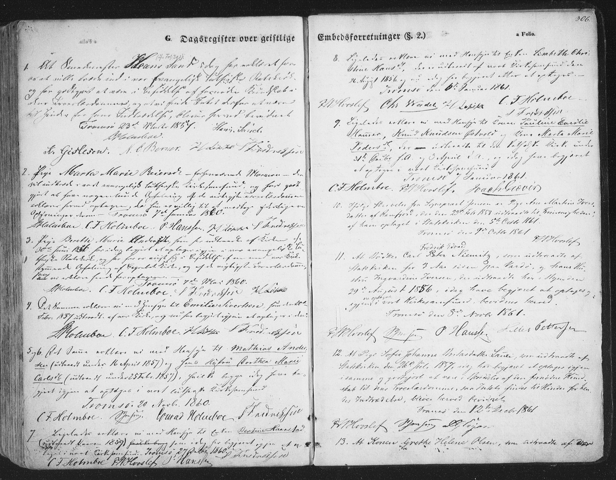 Tromsø sokneprestkontor/stiftsprosti/domprosti, SATØ/S-1343/G/Ga/L0011kirke: Parish register (official) no. 11, 1856-1865, p. 306